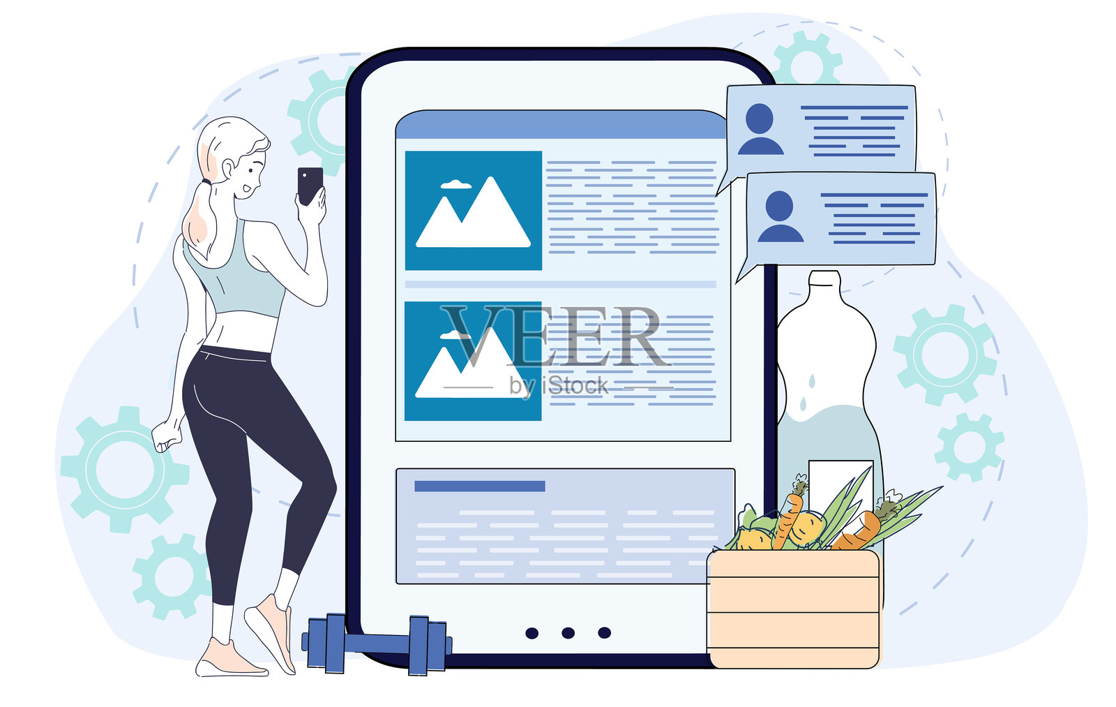 健康生活方式与健身博客概念。矢量插图插画图片素材