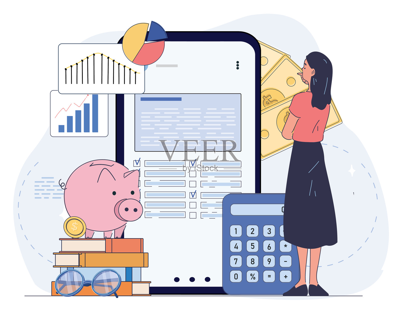 财务规划与储蓄概念。矢量插图插画图片素材