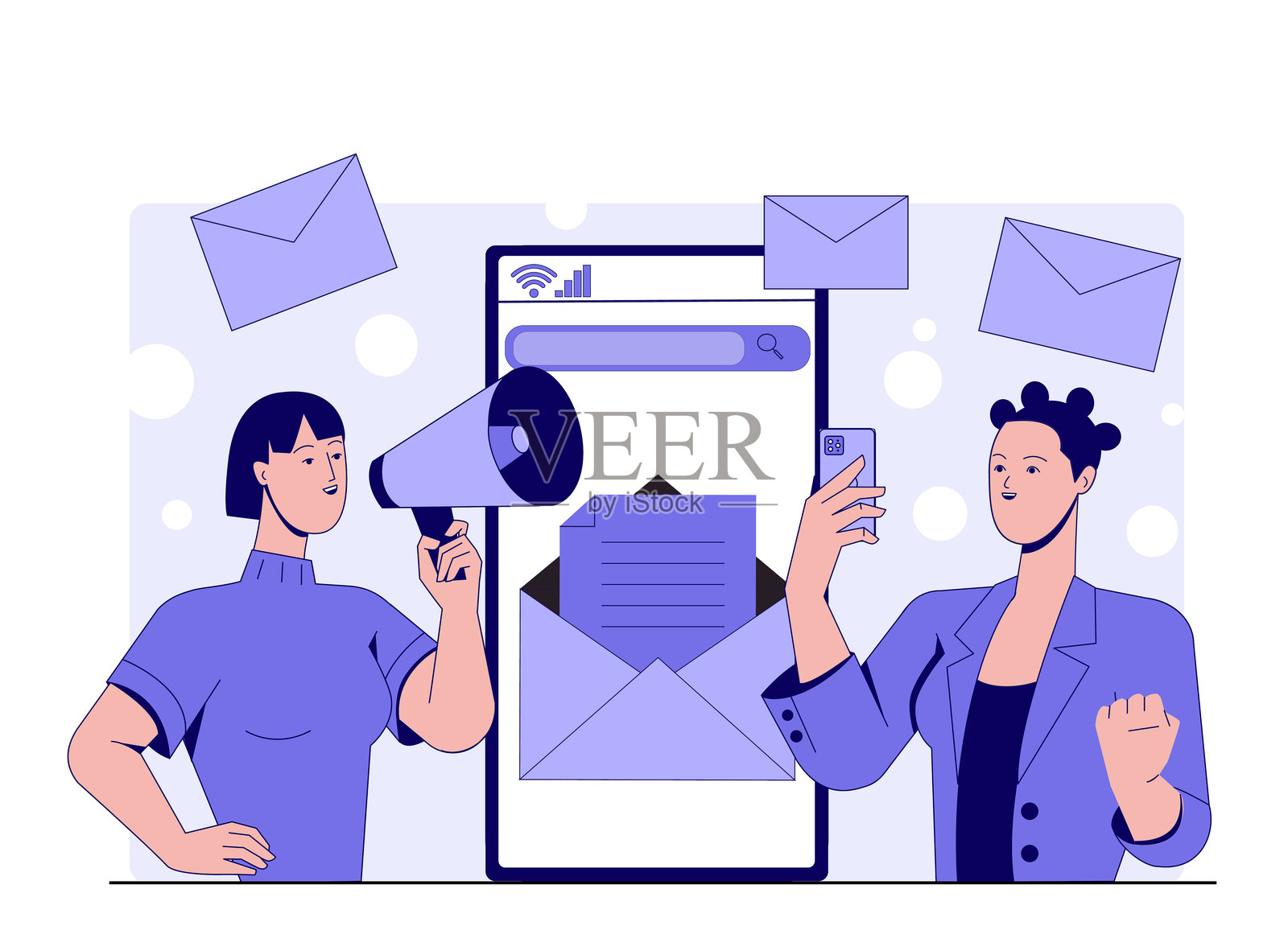 数字邮件营销概念场景。矢量插图插画图片素材