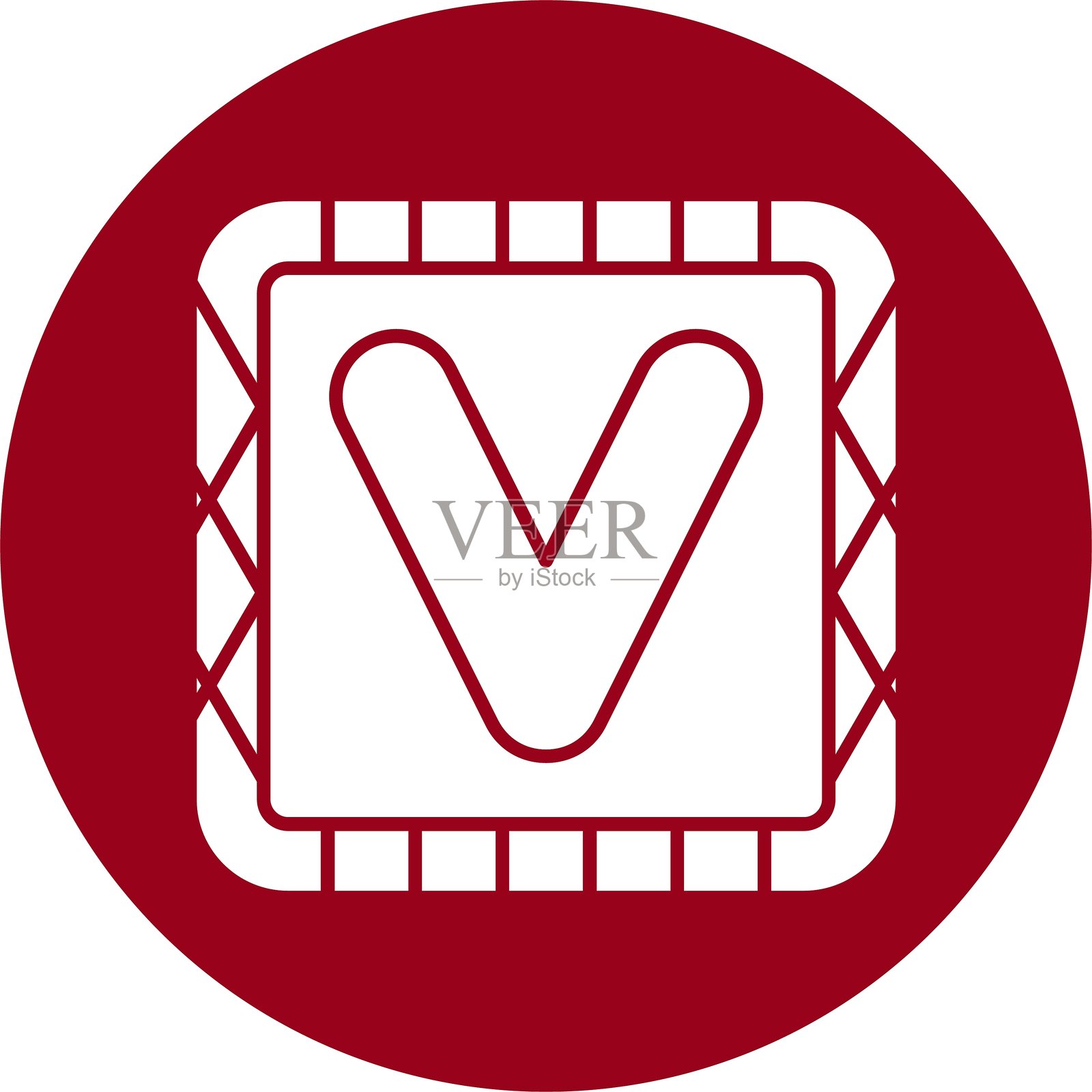 V 字母图标圆形设计插画图片素材