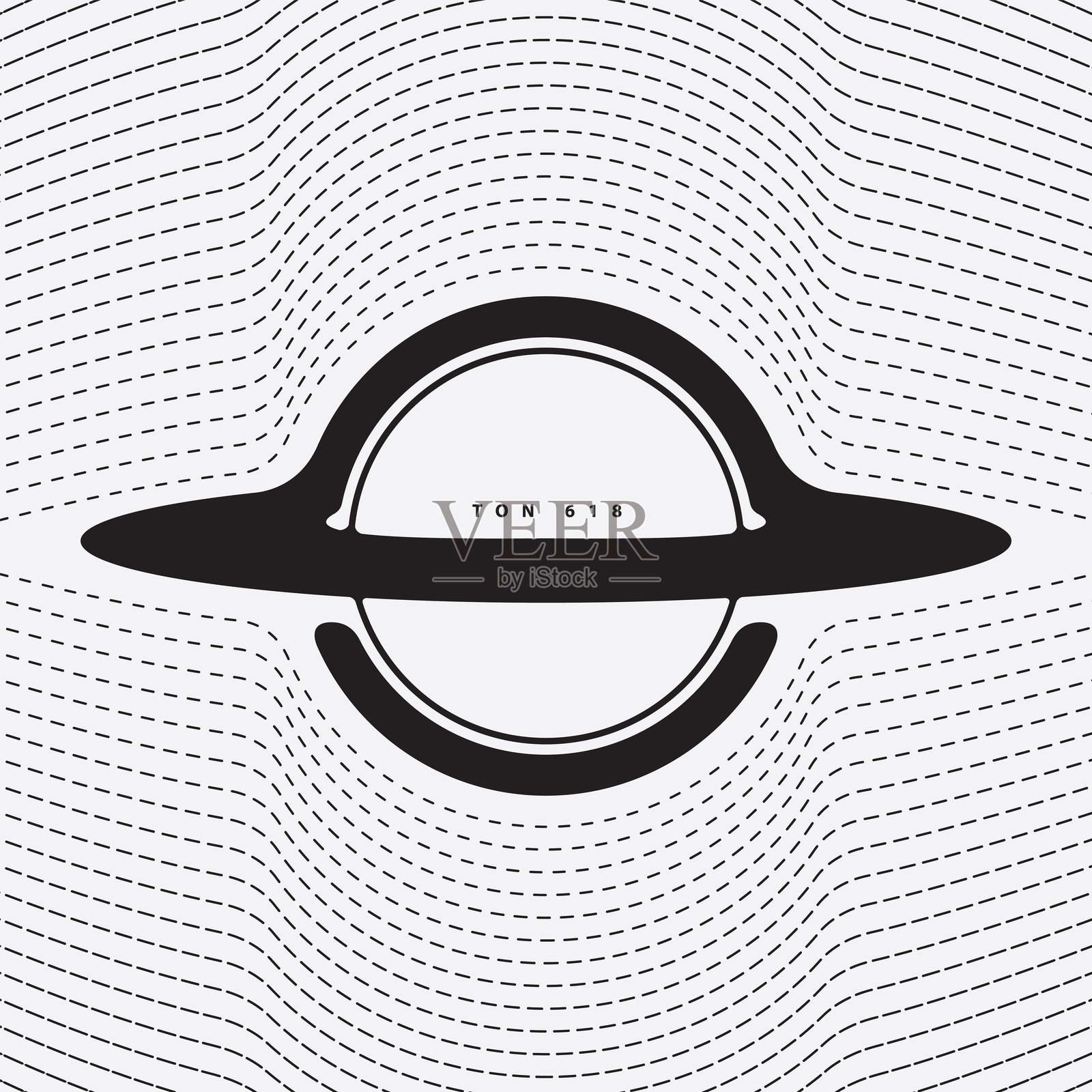 黑洞或带环的行星与引力波插画图片素材