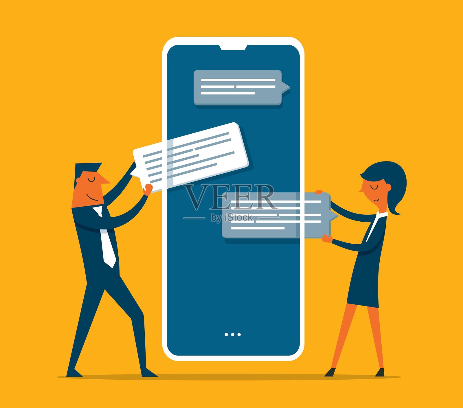 在线聊天 - 智能手机插画图片素材