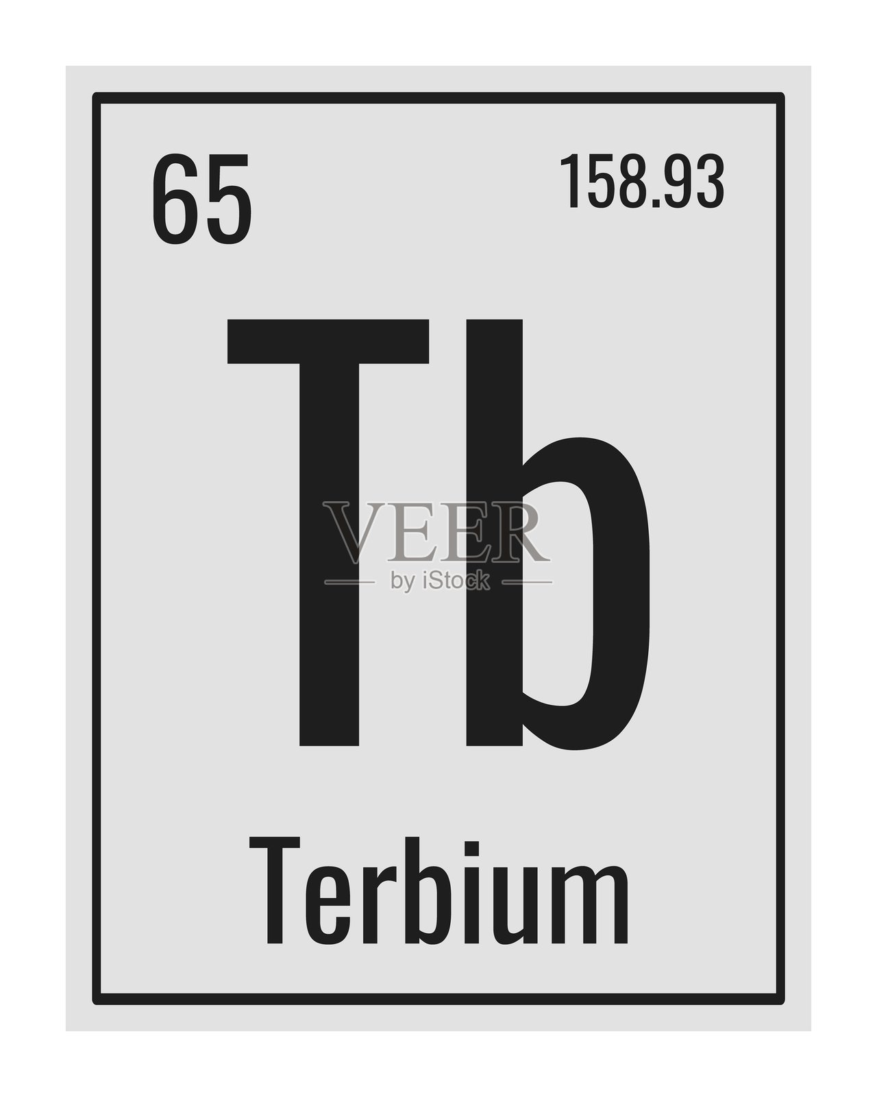 铽的符号。元素周期表中的化学元素。白色背景上的矢量插图。玻璃标志。插画图片素材
