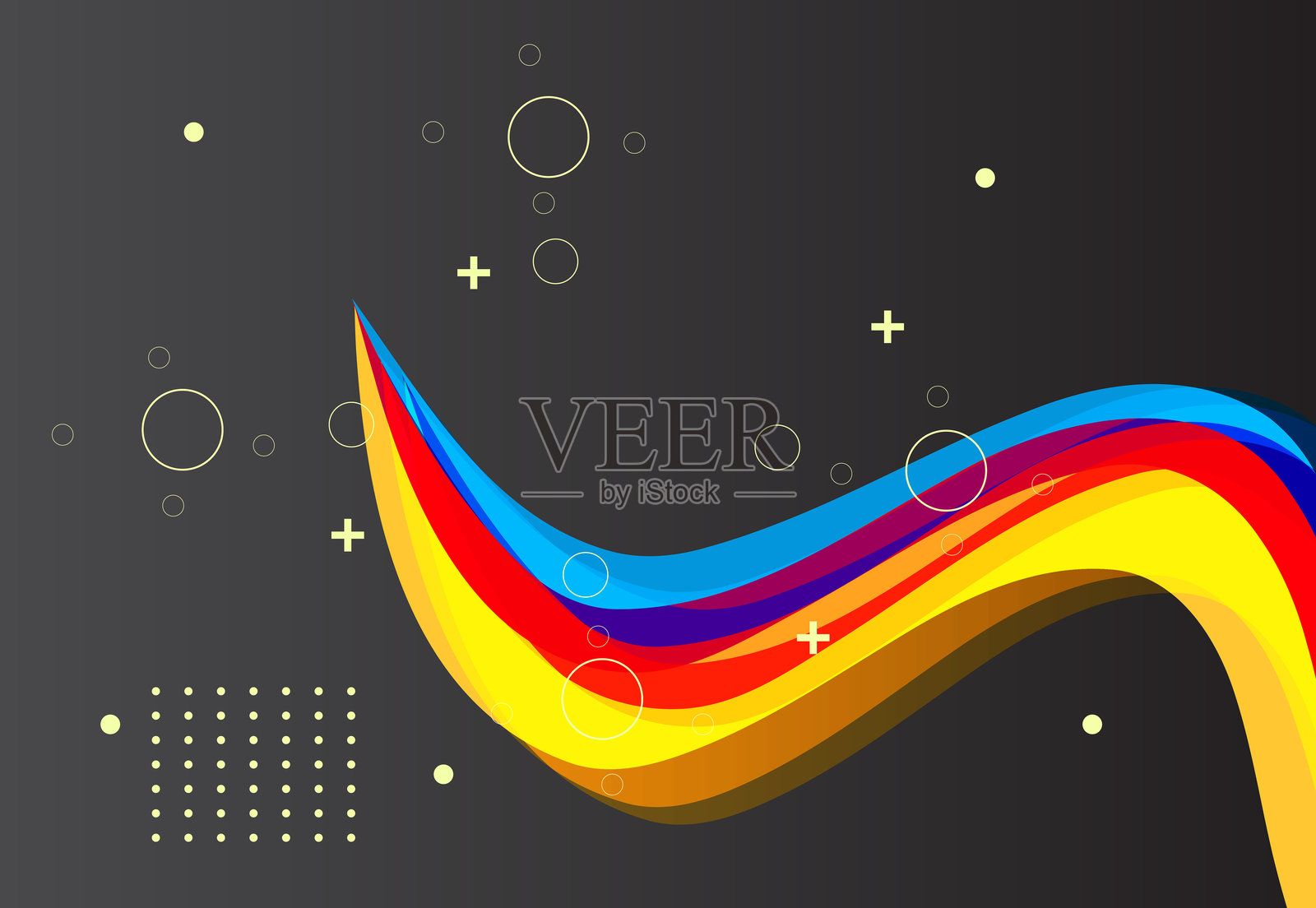 动态多彩形状和几何图案的抽象艺术作品插画图片素材