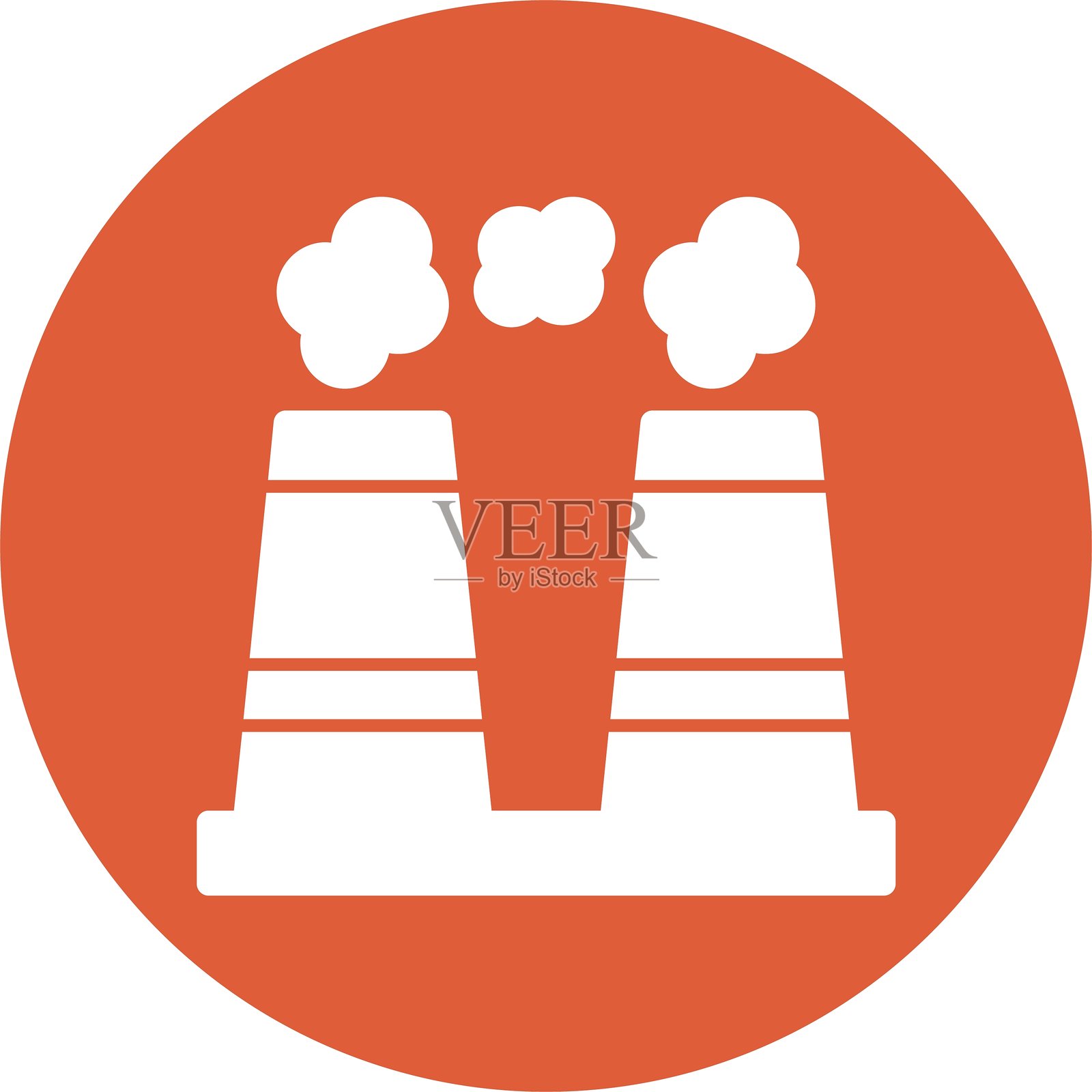 工厂烟囱图形圆形图标插画图片素材