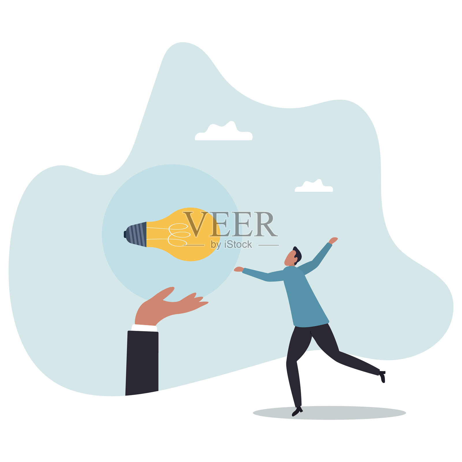 创业孵化器，从早期投资或起步阶段资助企业，成功的商业理念或创新，风险投资。设计角色。插画图片素材