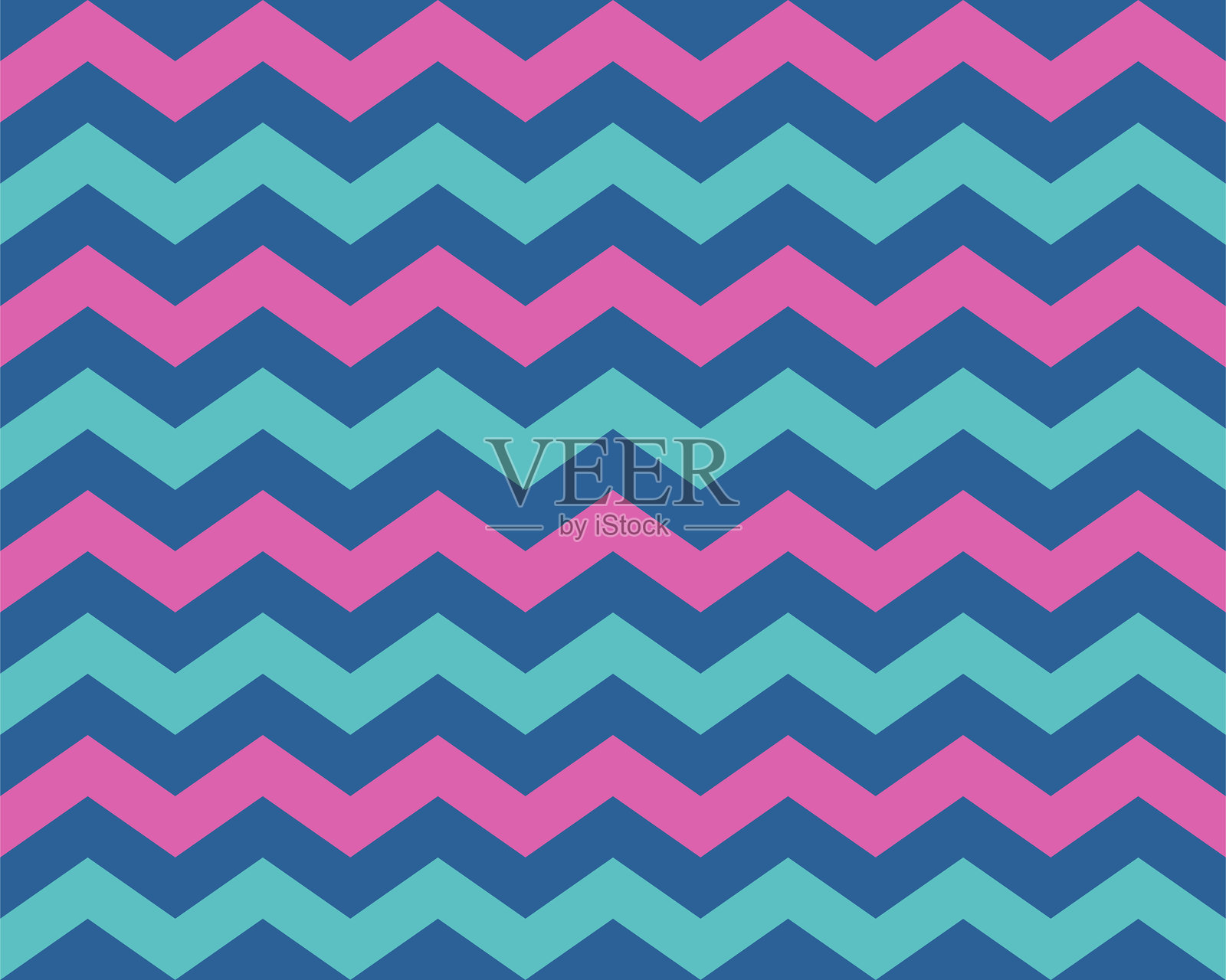 鲜艳的锯齿形图案，颜色为粉色、青绿色和深蓝色。适合设计项目、纺织品、壁纸和创意展示的有趣、充满活力的背景。插画图片素材