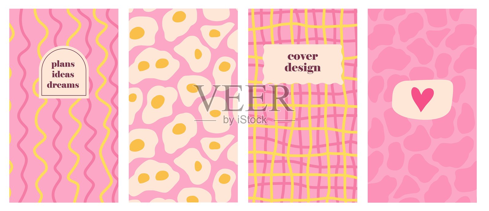 手绘极简风格的矢量封面模板插画图片素材