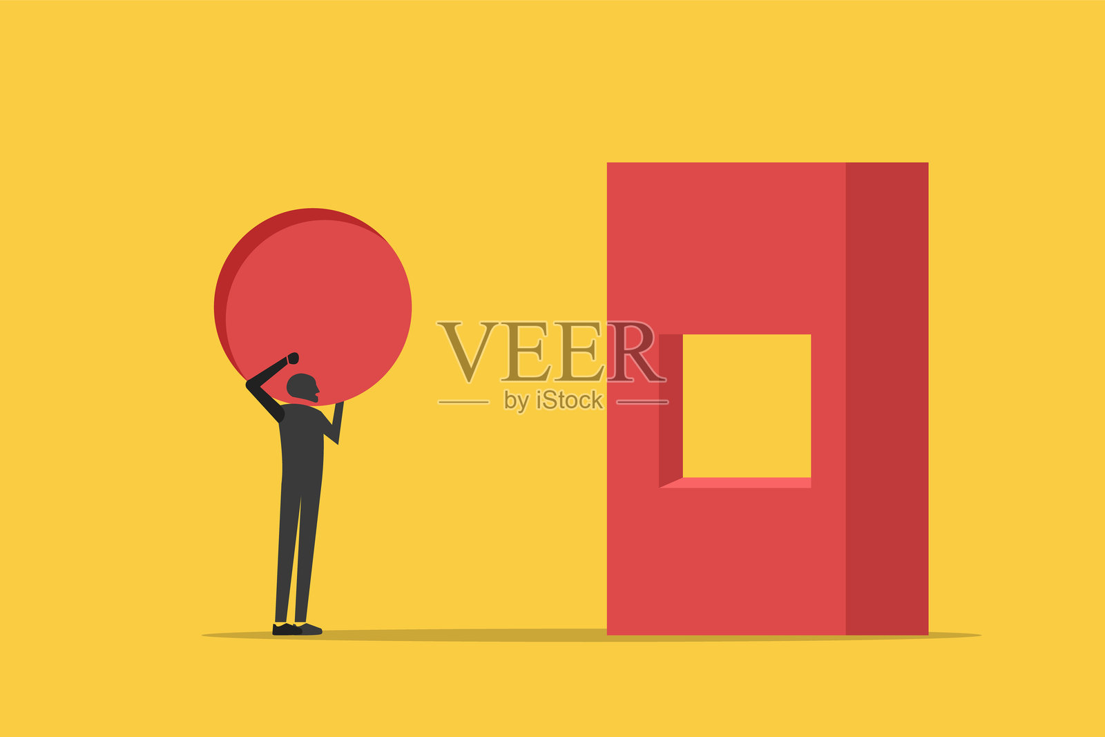 商人带着球。奋斗、挑战、困难的概念。极简设计的eps10插图插画图片素材