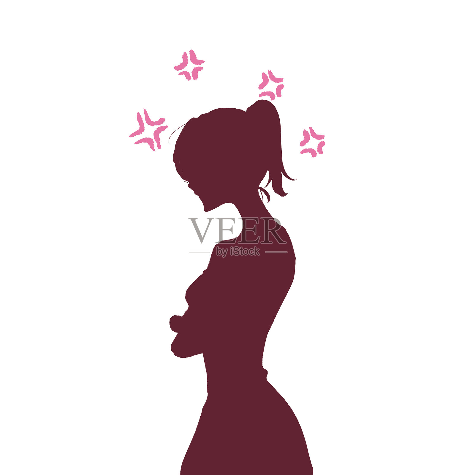 可爱的愤怒女性插图插画图片素材