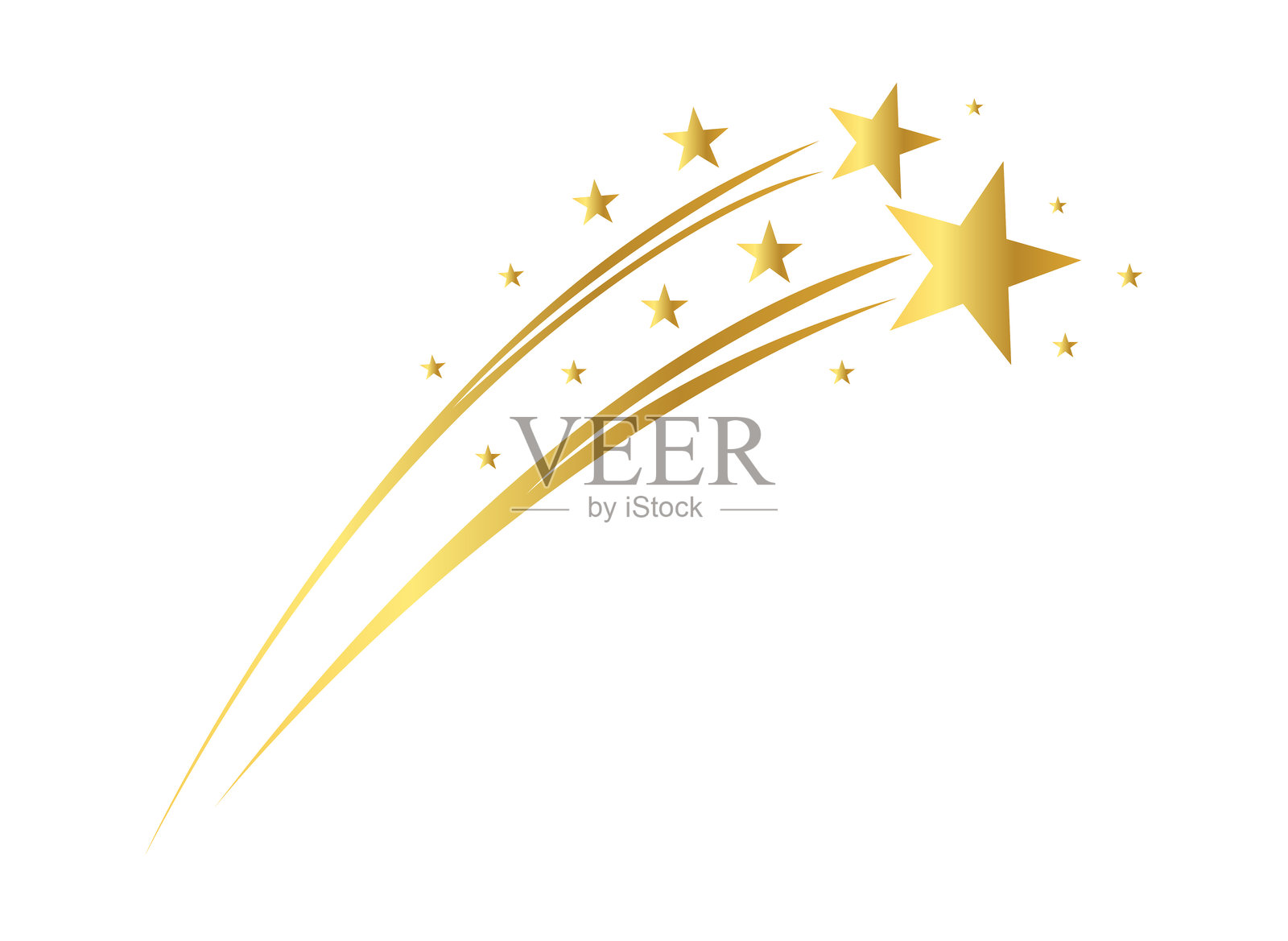 金色星爆天体轨迹，闪烁的夜空，节日的闪耀插画图片素材