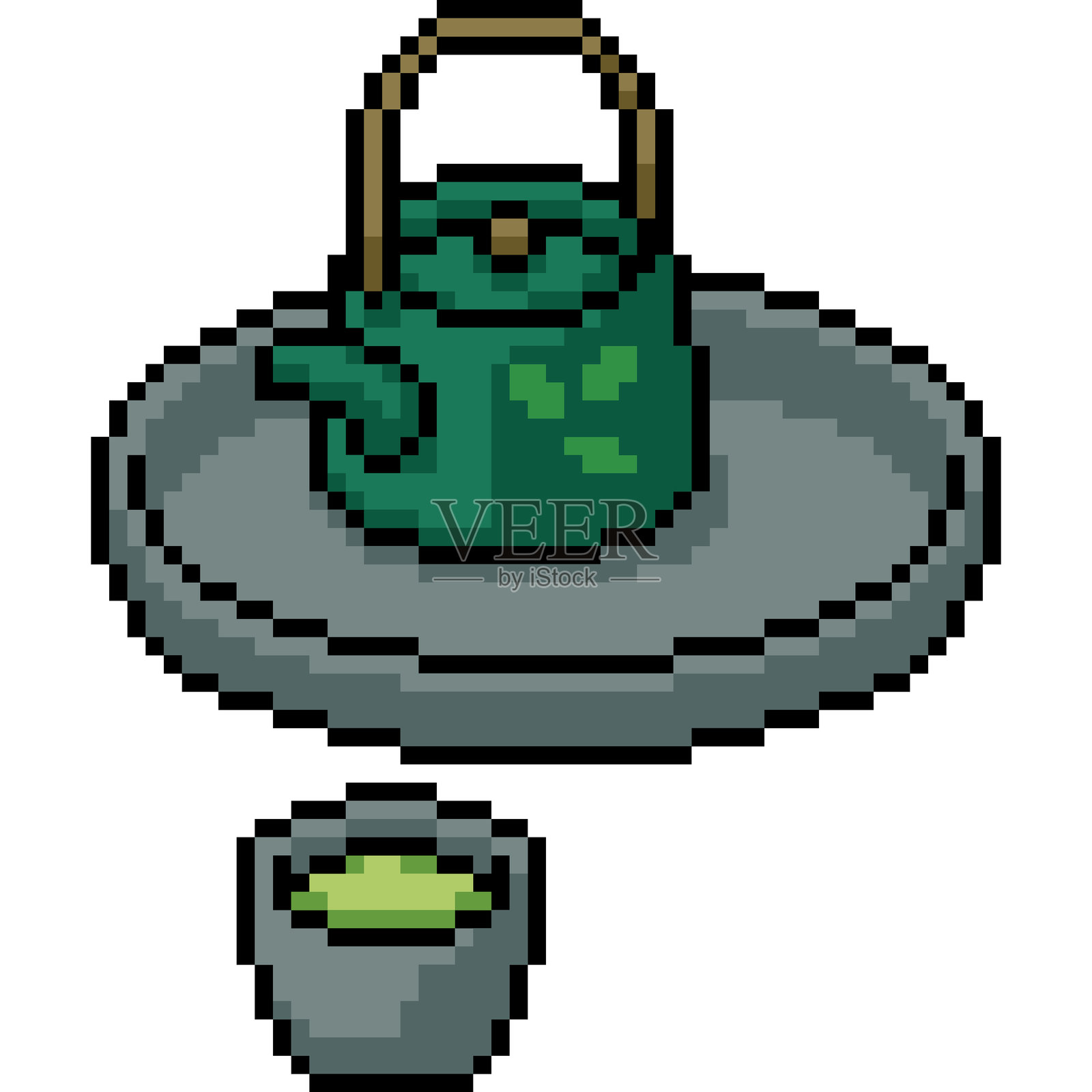 绿茶罐饮料的像素艺术插画图片素材