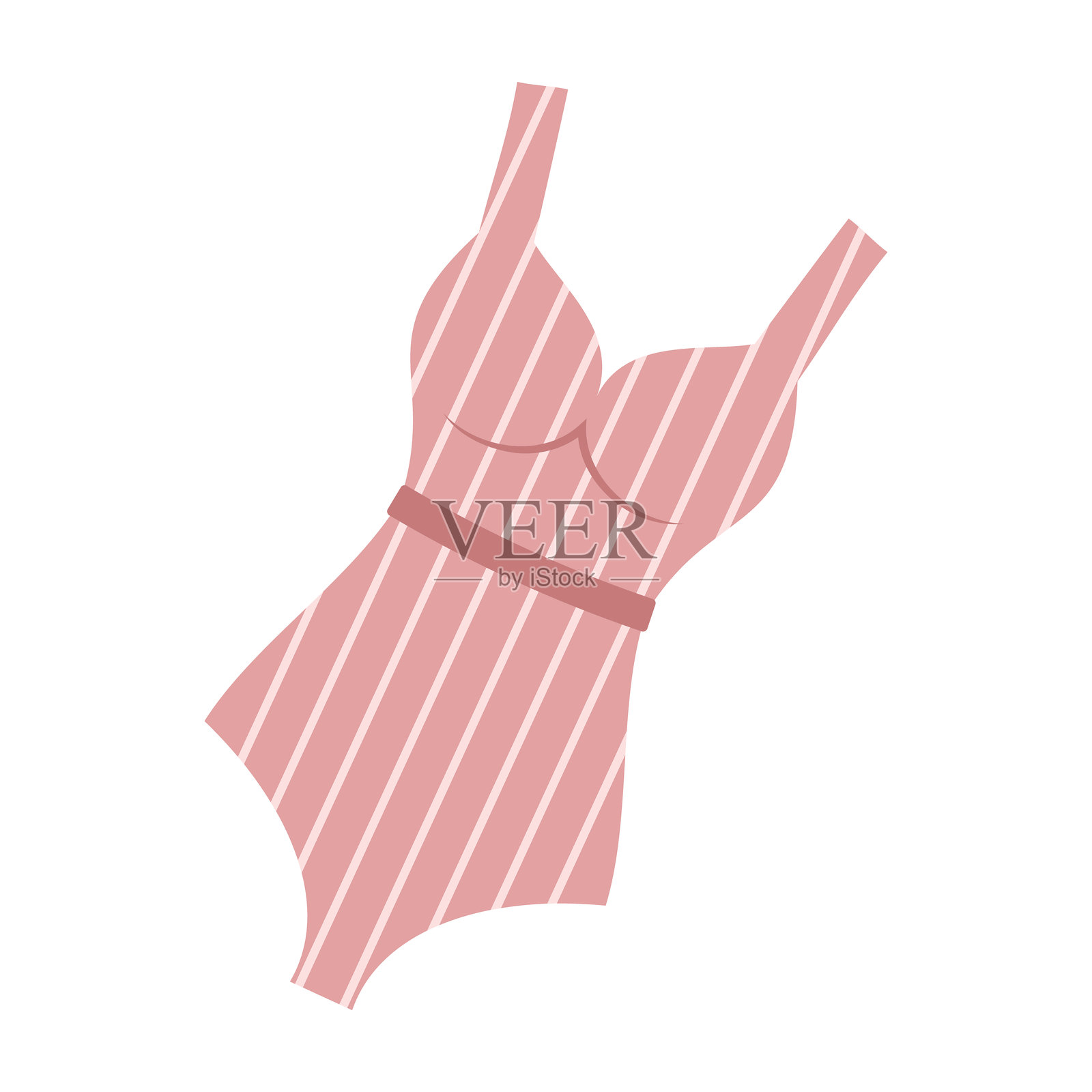 夏季必备品，包括泳装、连衣裙和海滩配饰插画图片素材