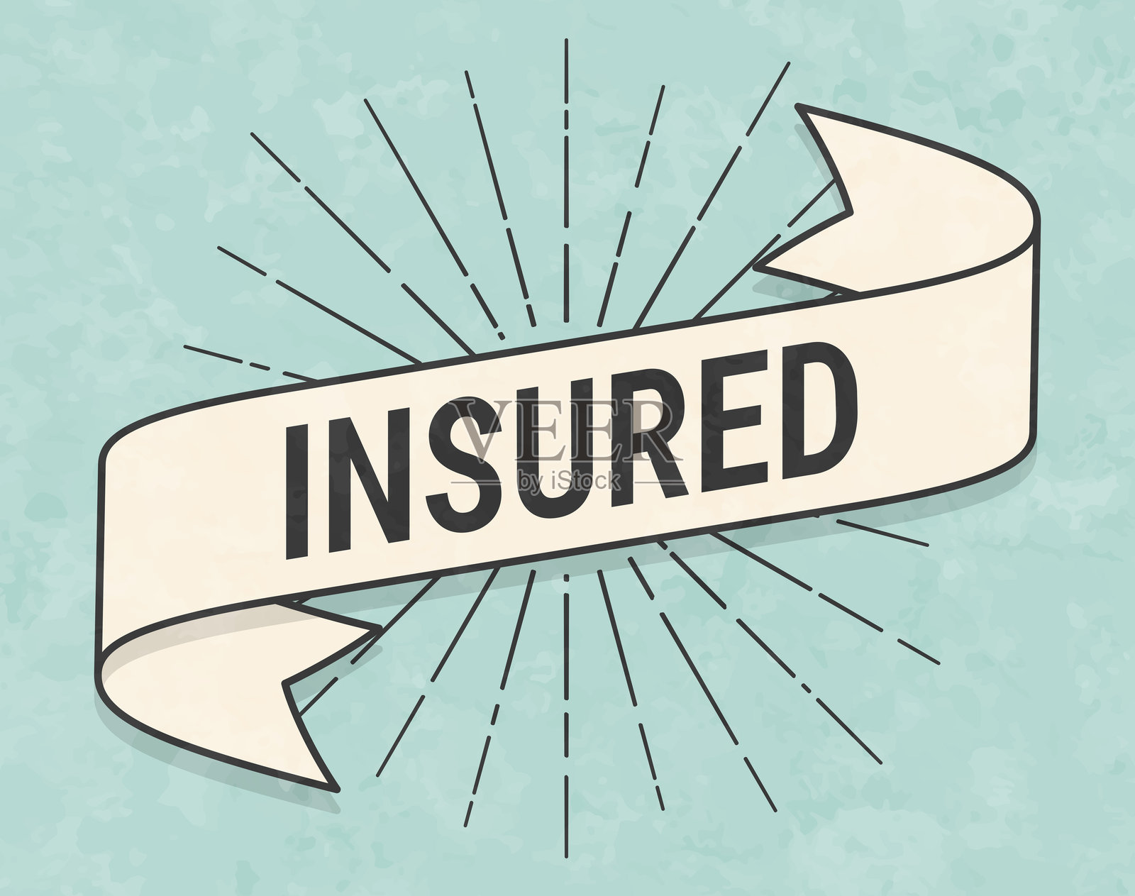 保险 - 复古风格横幅 - 旧纹理纸张插画图片素材