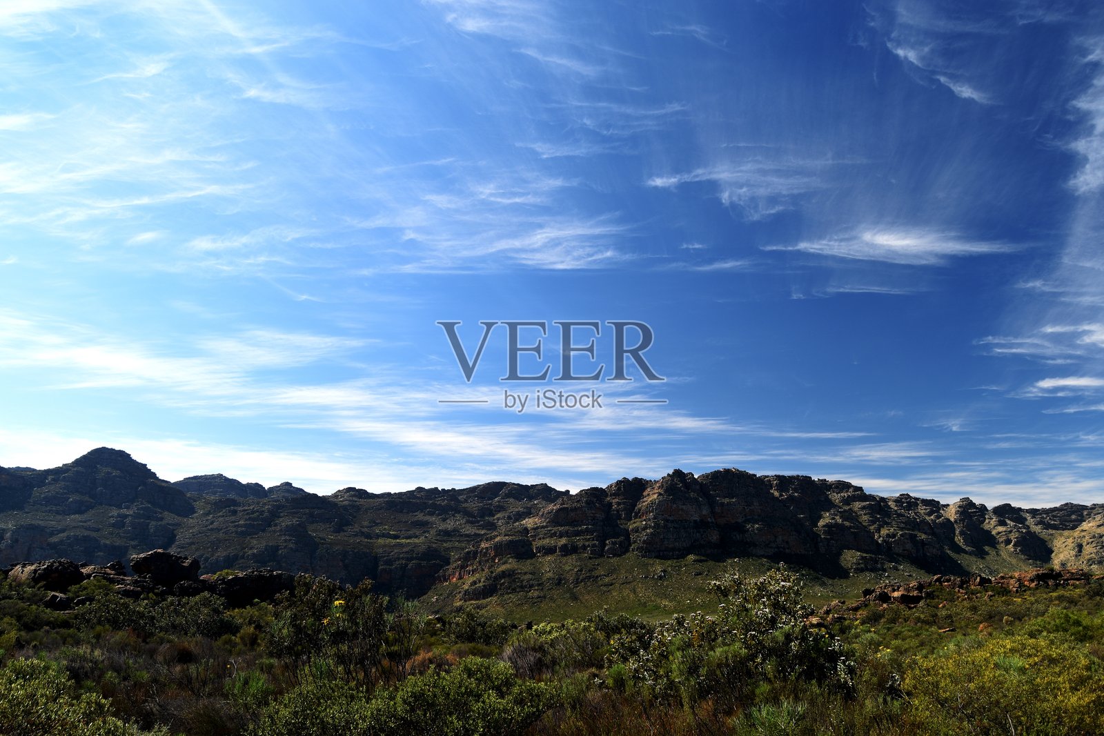 壮丽的帕库斯山口山脉风景，绿意盎然的山丘与明亮的蓝天照片摄影图片