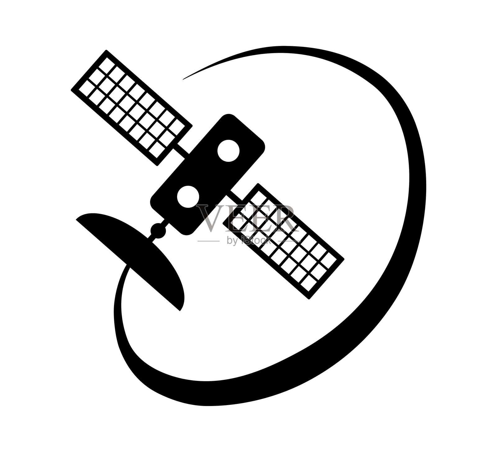 卫星通信图标。卫星图标。太空的象征。互联网连接符号。电信图标。互联网连接图标。矢量插图 EPS10插画图片素材