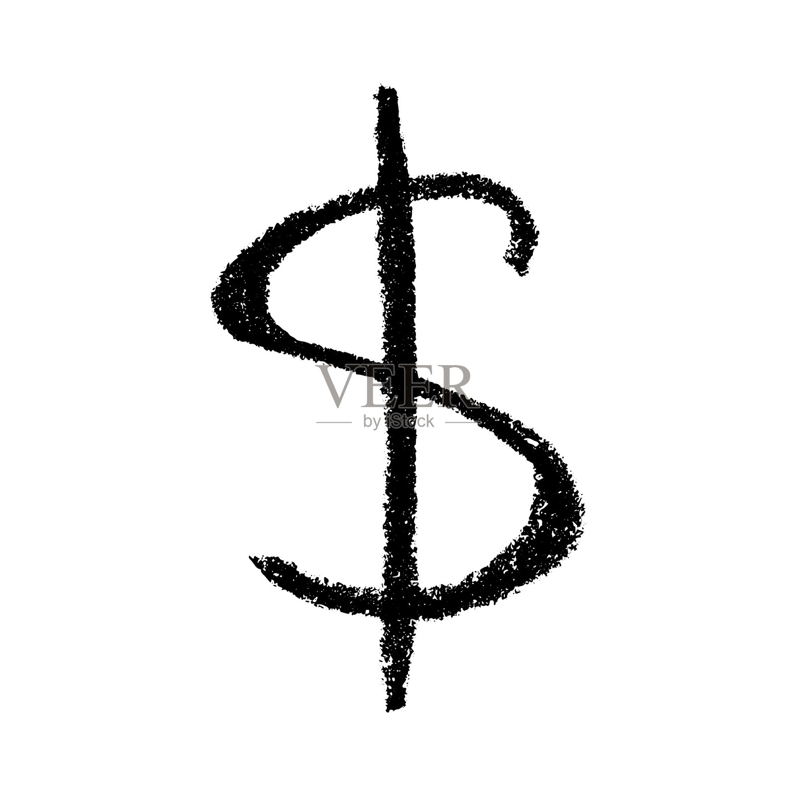 手绘美元货币符号。笔刷涂鸦。设计单一元素。插画图片素材