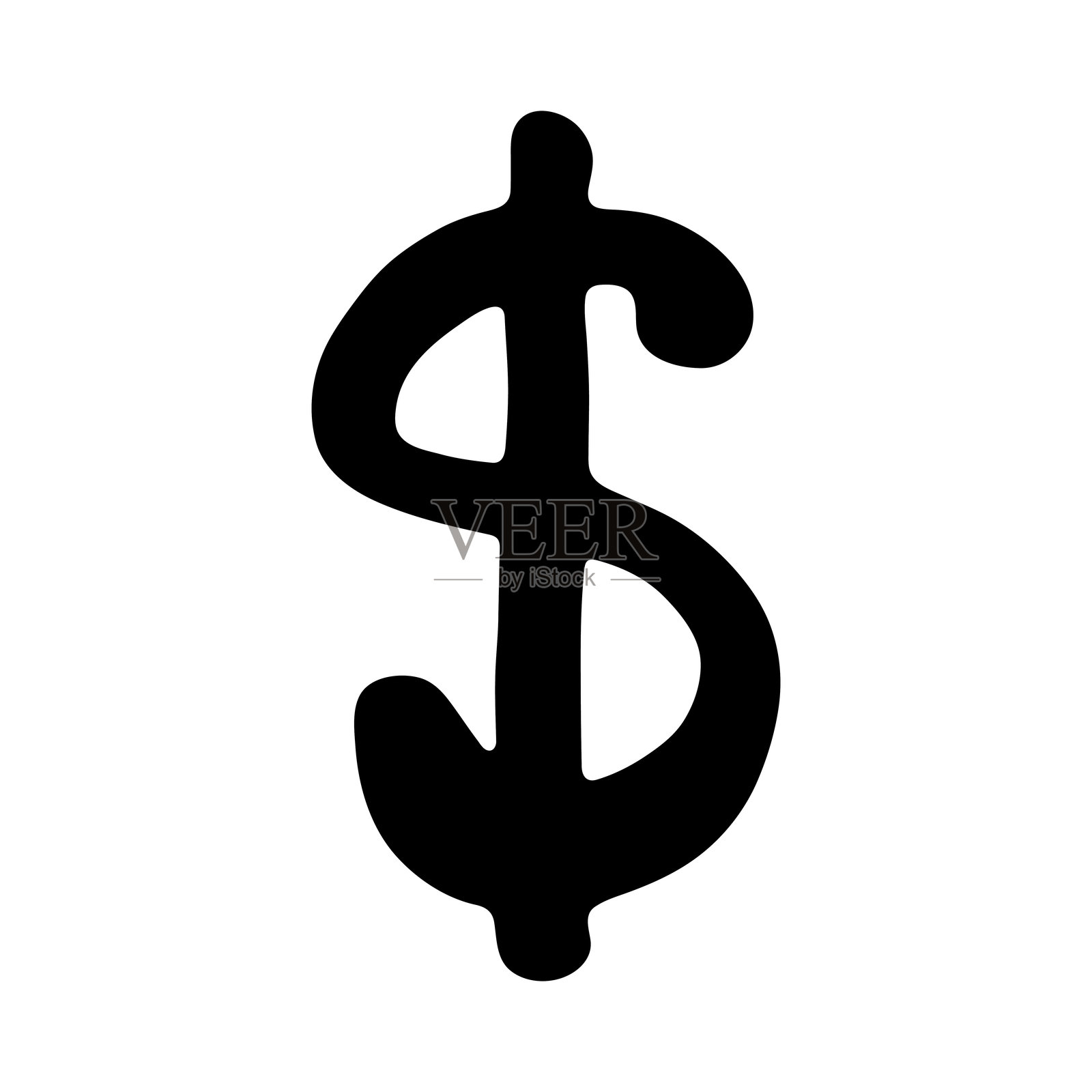 手绘美元货币符号。刷笔涂鸦。设计用单一元素。插画图片素材