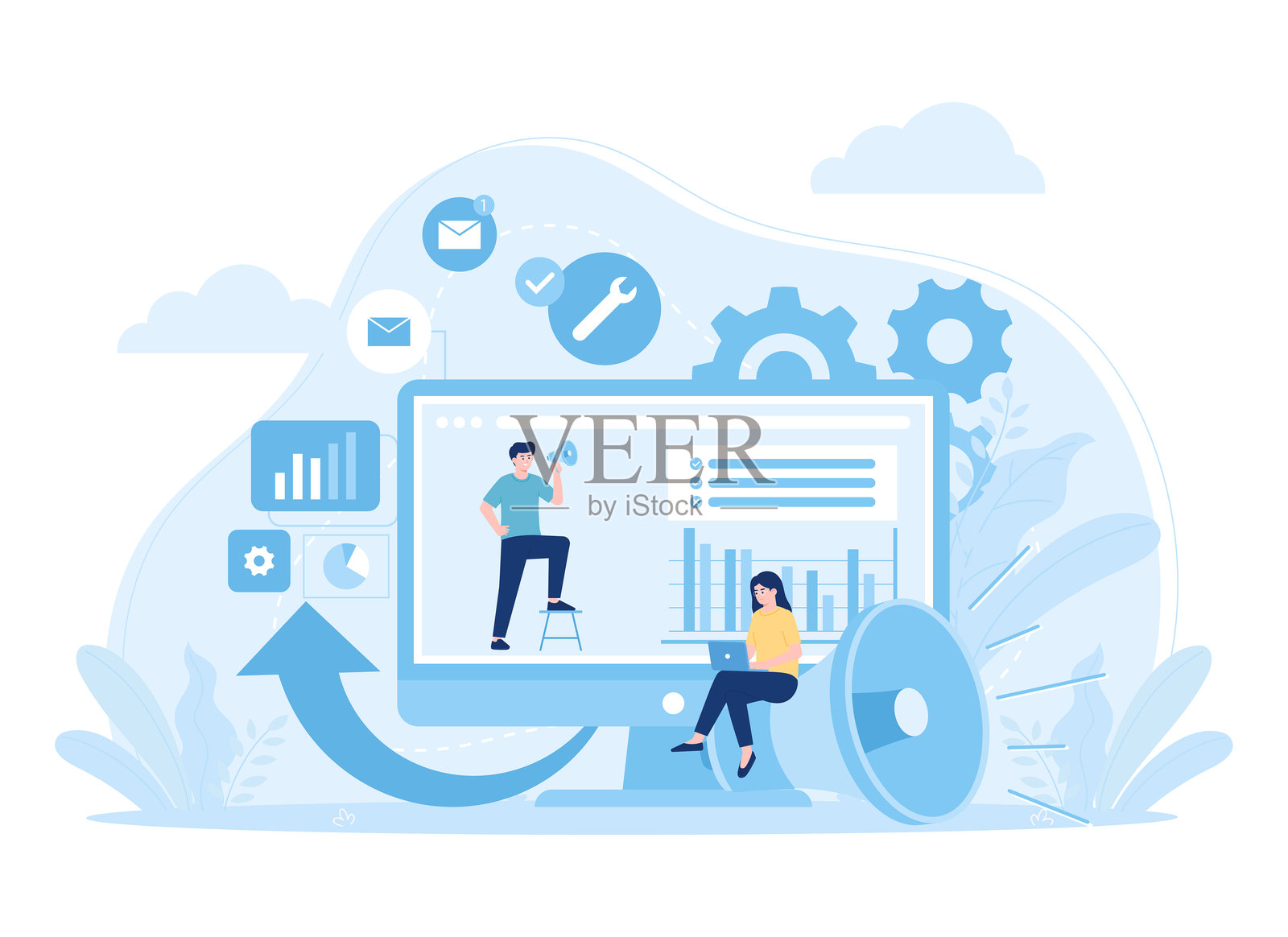 商业增长指导设计概念趋势扁平插图插画图片素材