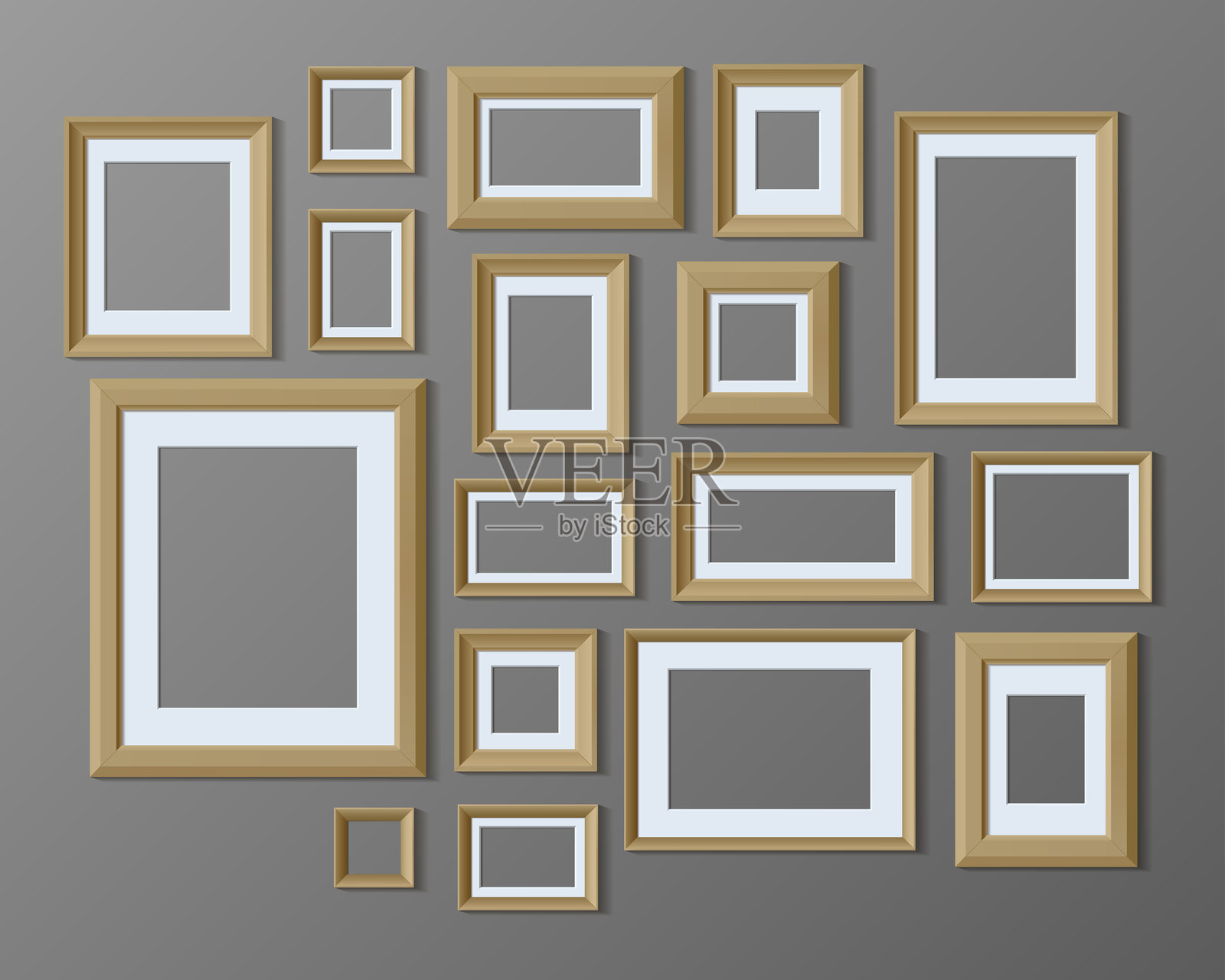 黑色照片或画框模板。插画图片素材