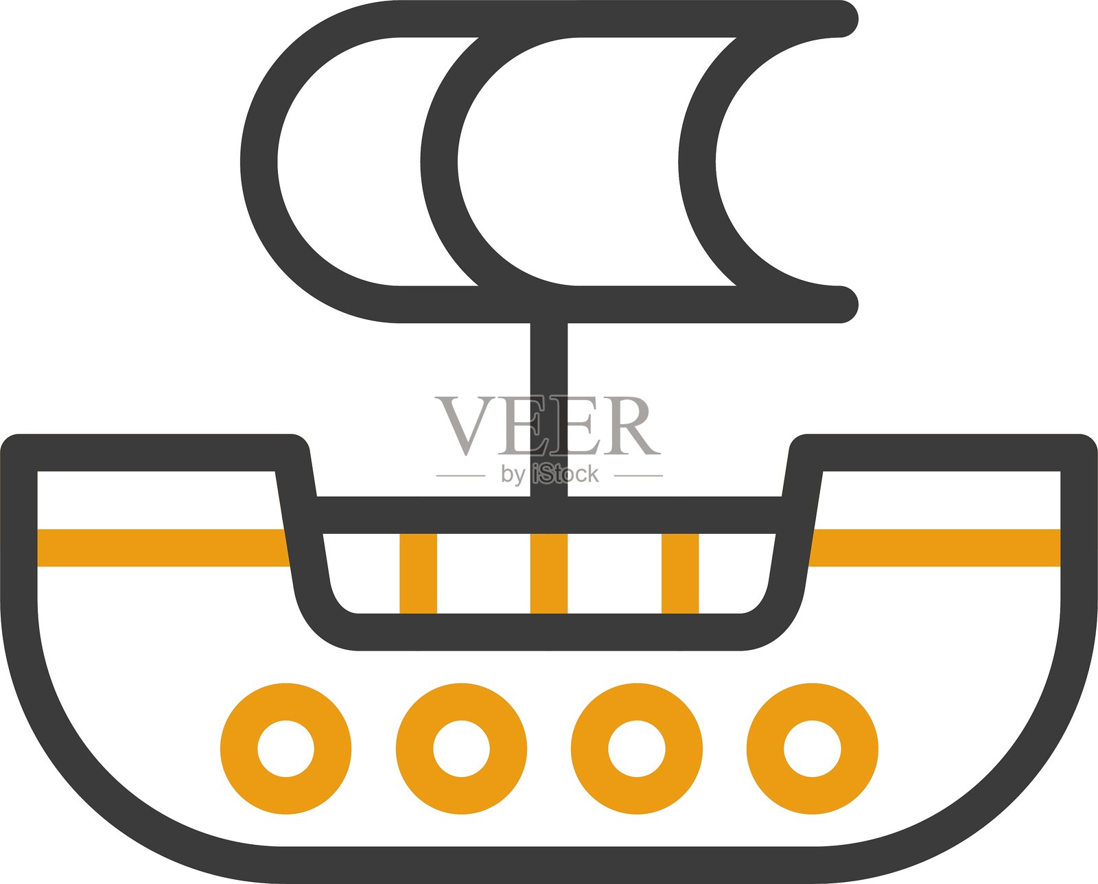 海盗船双色图标插画图片素材