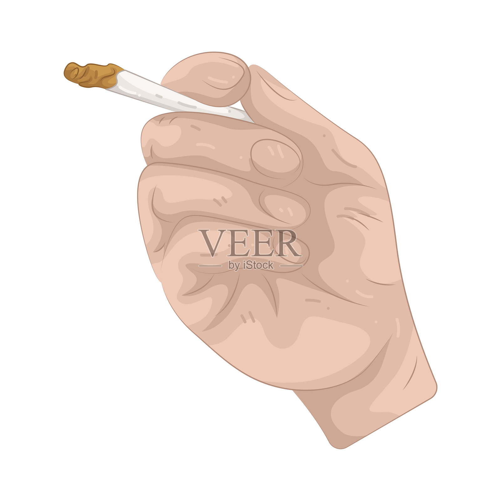 手握点燃的香烟插画图片素材