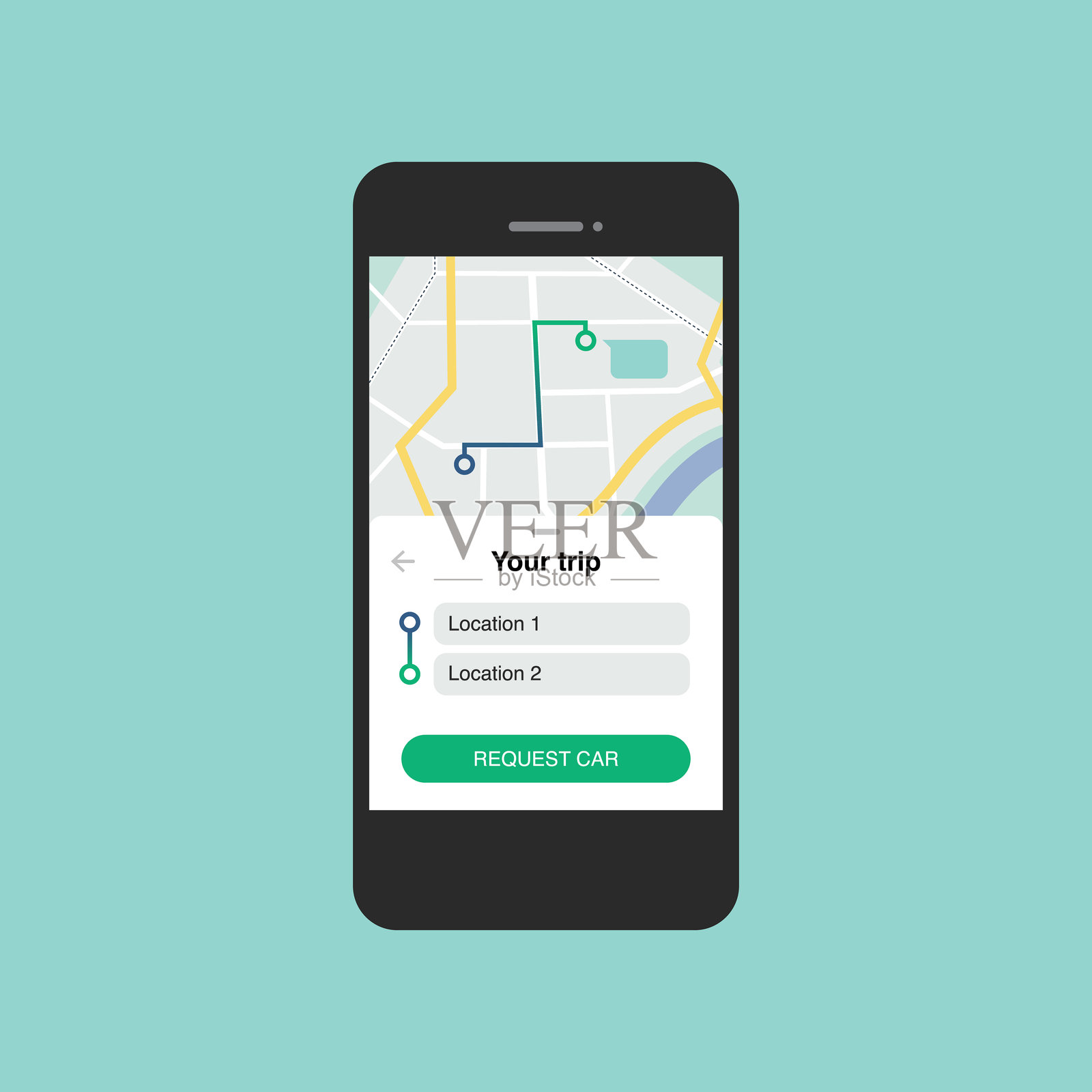 智能手机上的汽车服务应用程序。插画图片素材