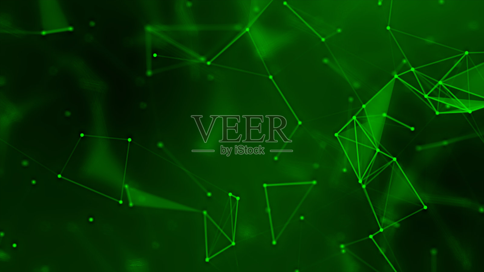 绿色网状抽象数字连接，移动的点和线，科技背景。线条和点的网络背景。照片摄影图片