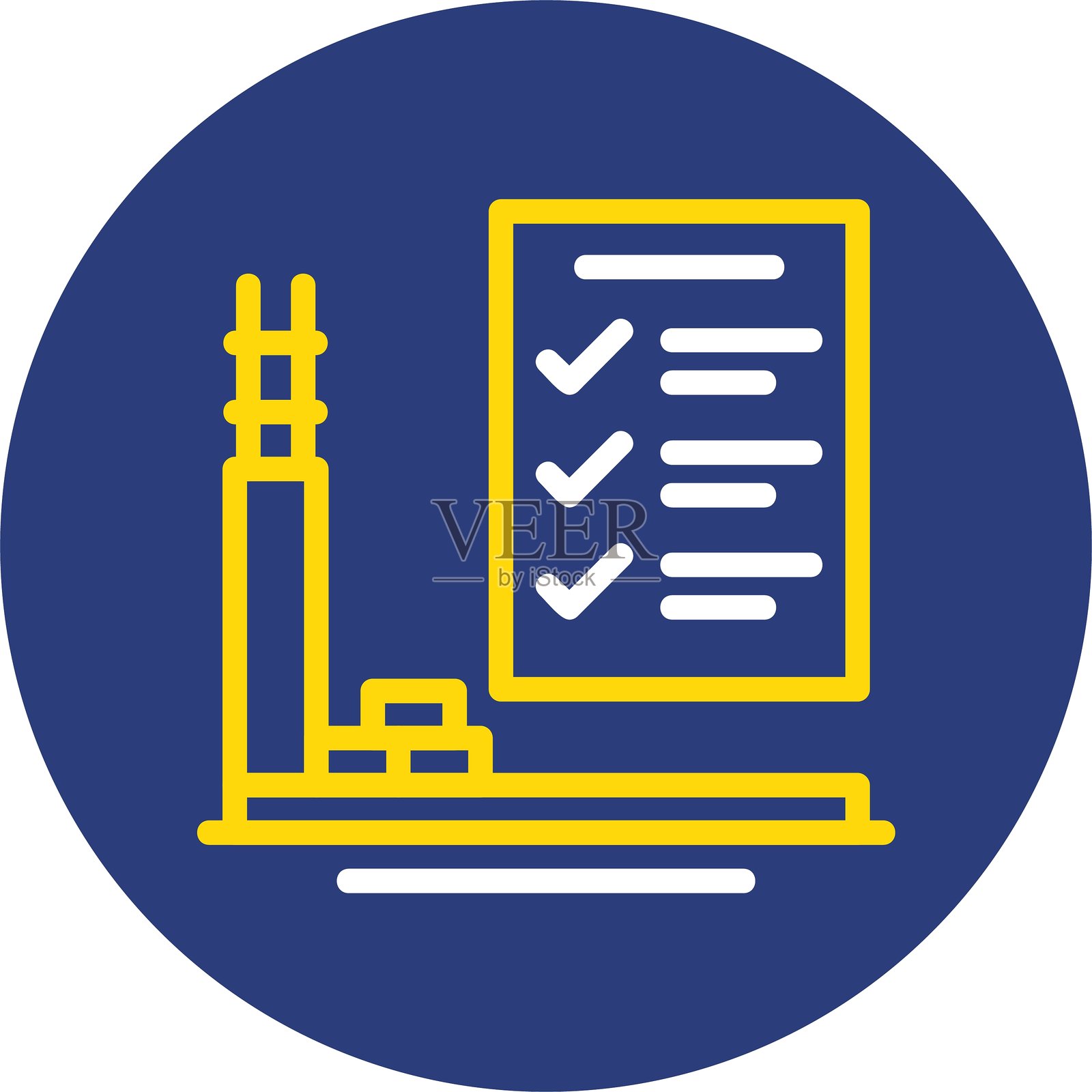 双线圆形图标的待办事项清单插画图片素材