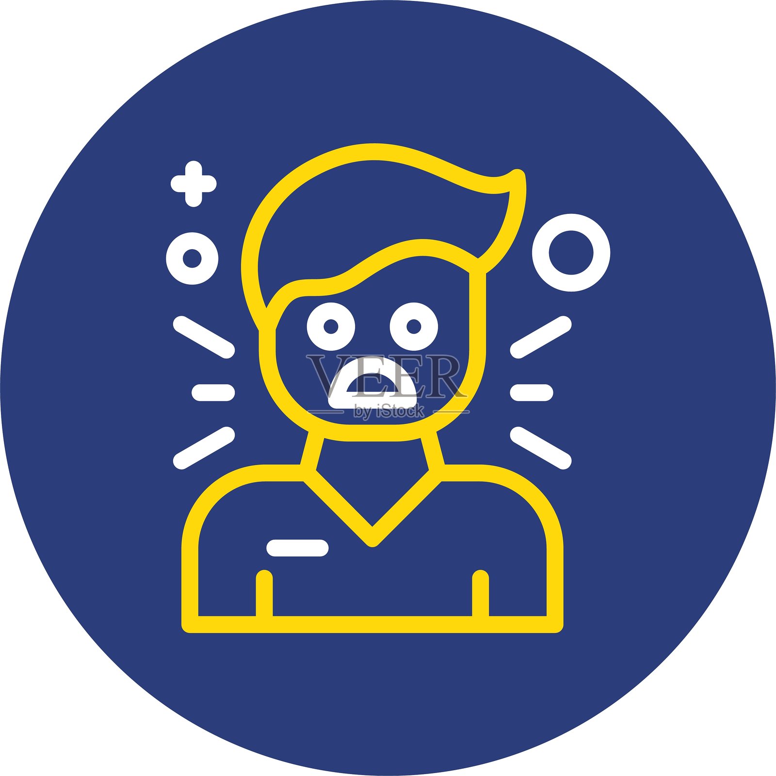 烦恼双线圆形图标插画图片素材