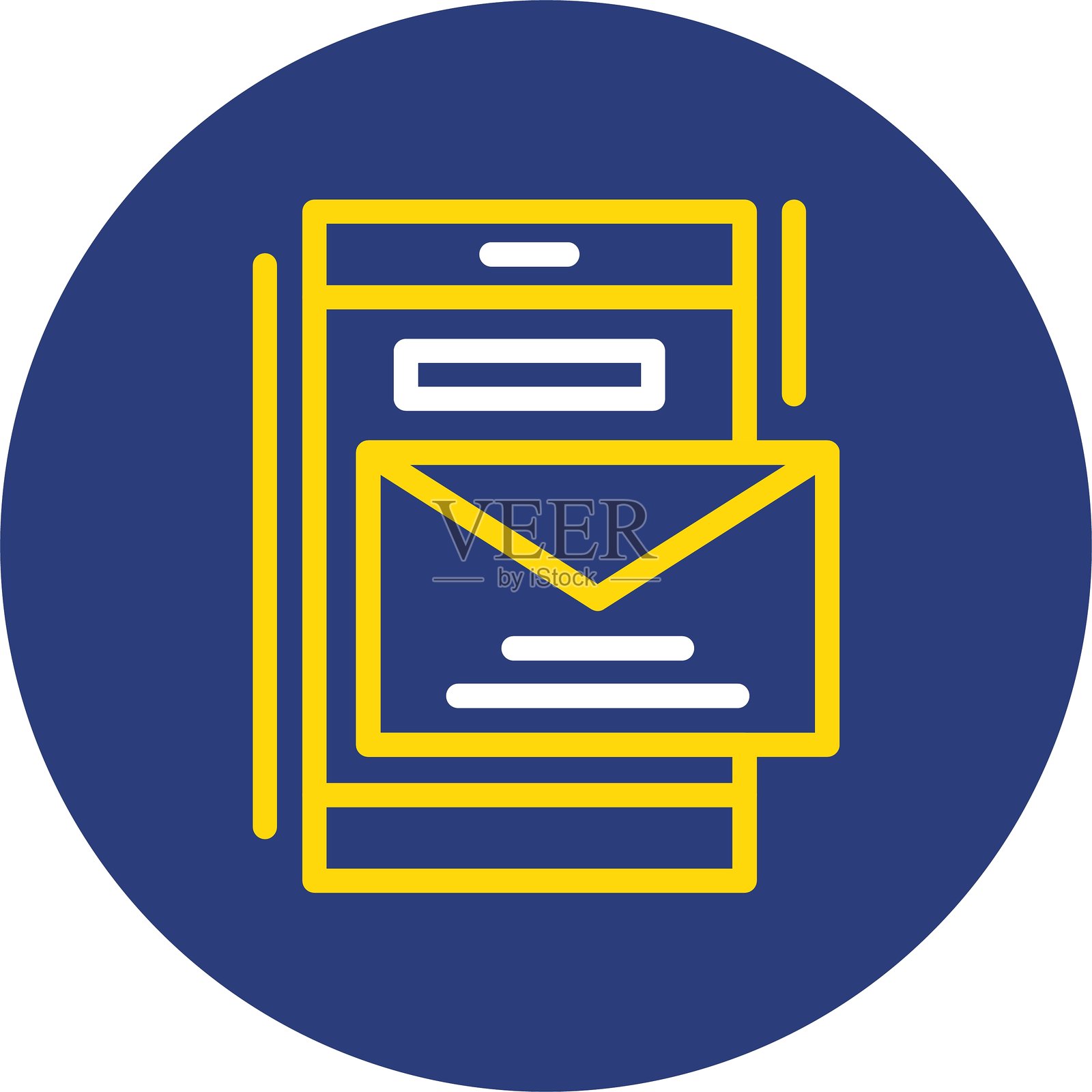 电子邮件双线圆形图标插画图片素材