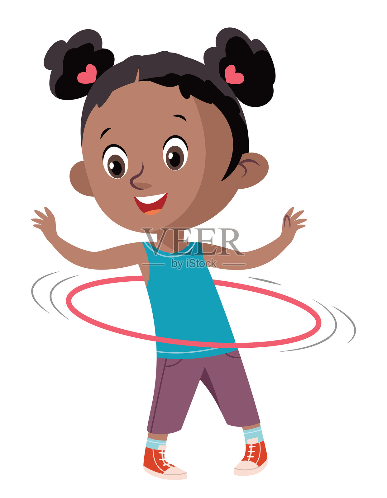 快乐的孩子在玩呼啦圈。插画图片素材