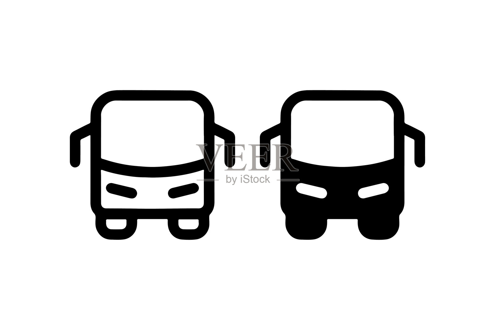 黑白两种公共汽车符号的图标集插画图片素材