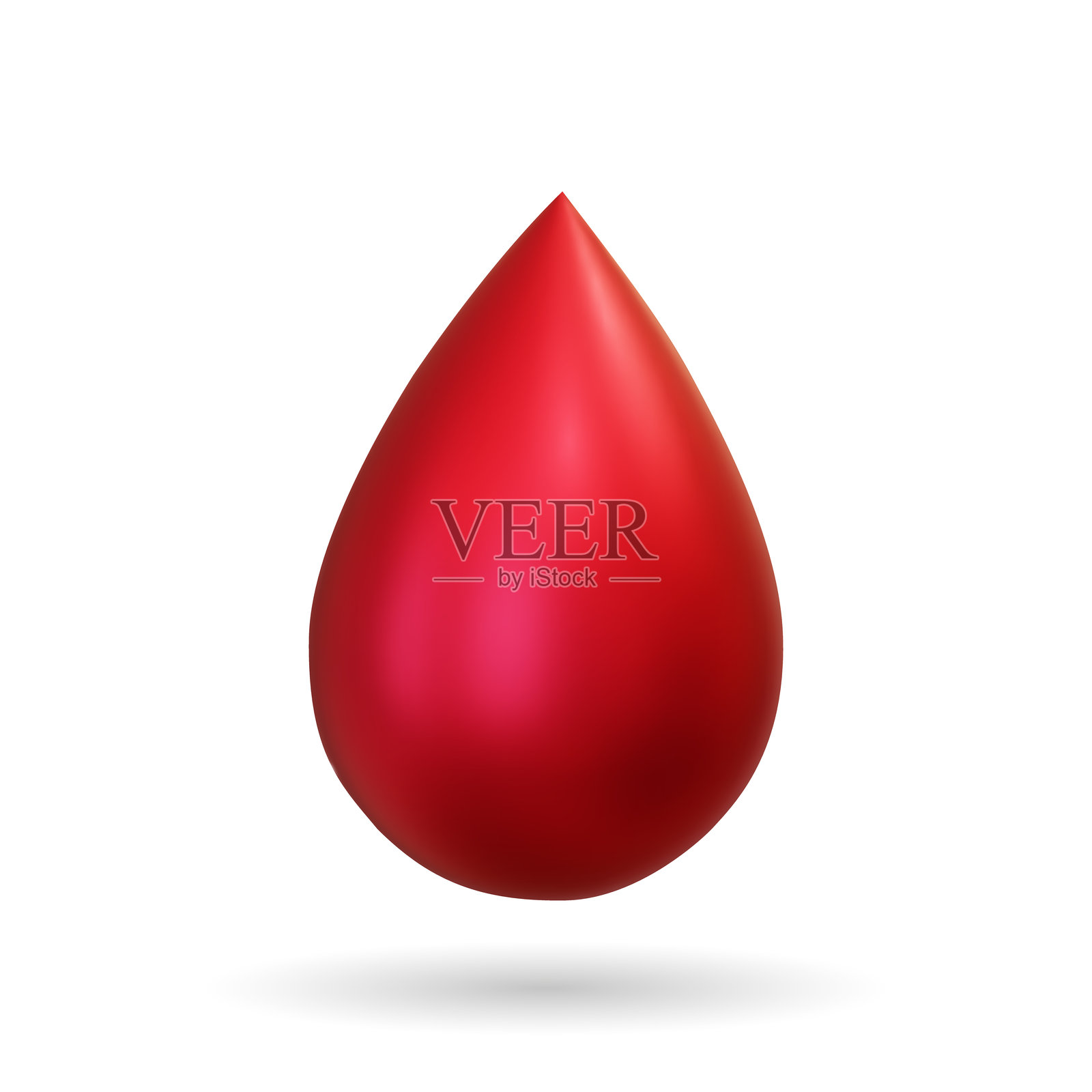 3D逼真的红色血滴，孤立在白色背景上。矢量文件插图。献血、血小板、干细胞。数字温度计显示温度的设计模板。医院或制药公司的广告。插画图片素材