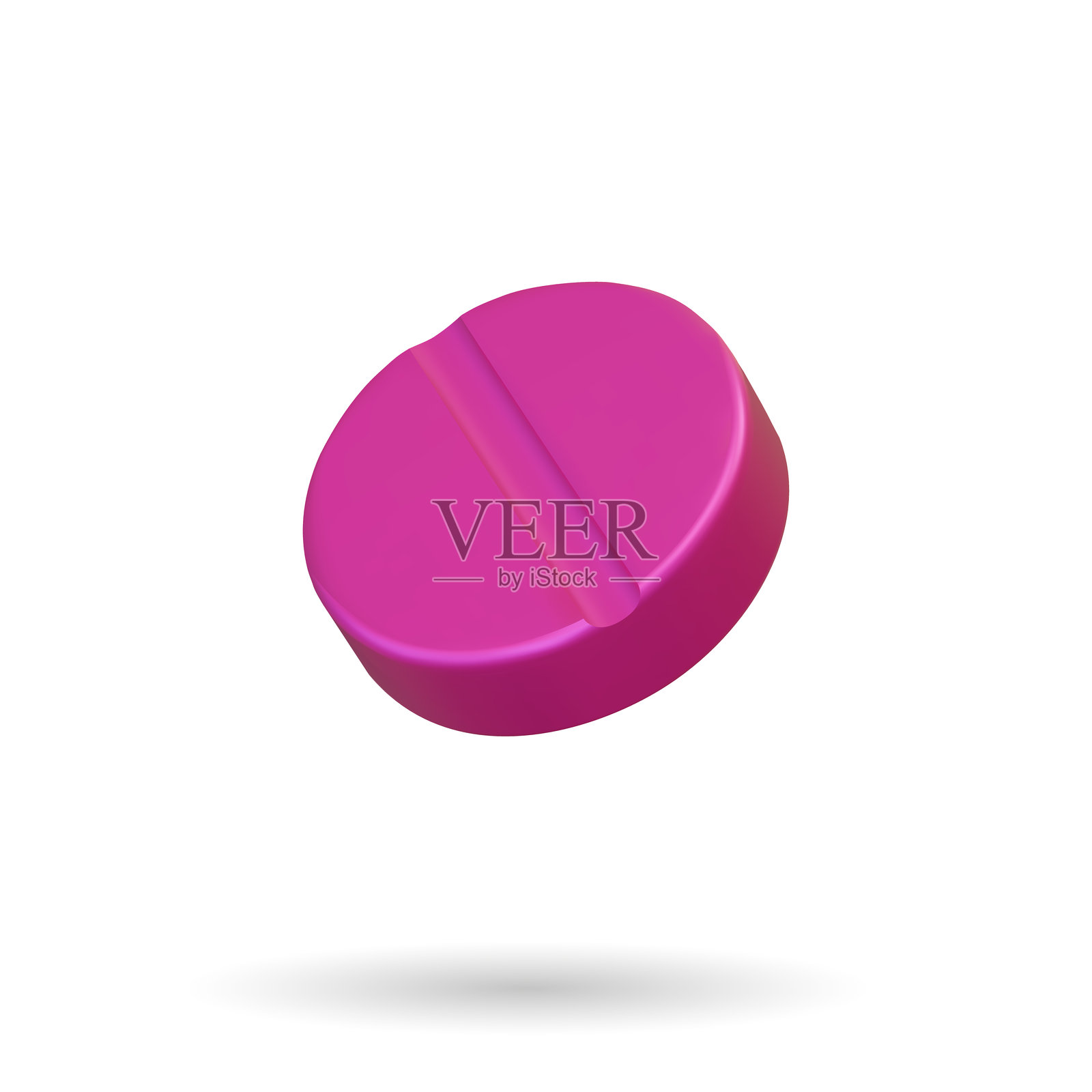 3D真实的红色圆形药丸在白色背景上。矢量插图。医院或制药公司的广告。药房标志。插画图片素材