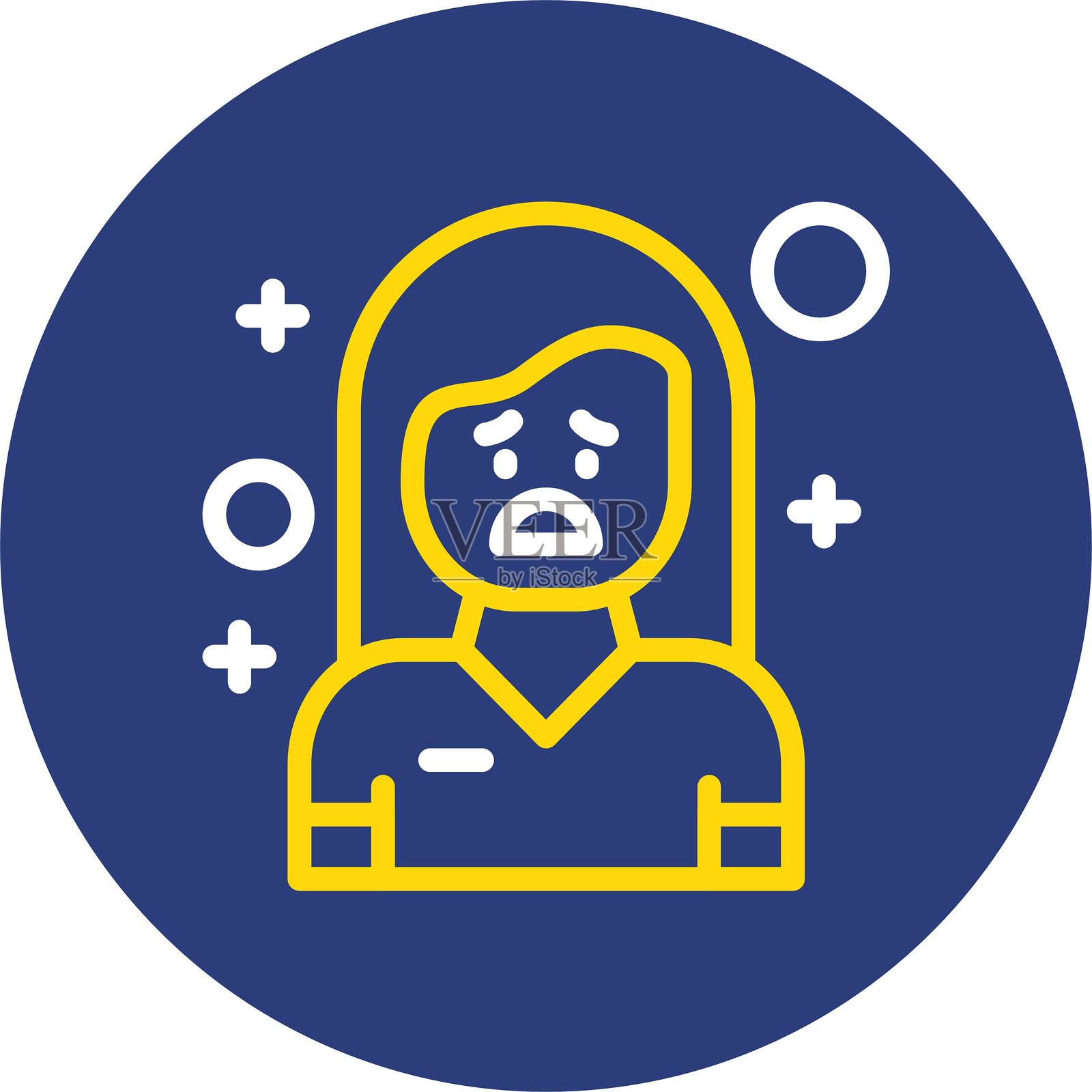 紧张情绪双线圆形图标插画图片素材