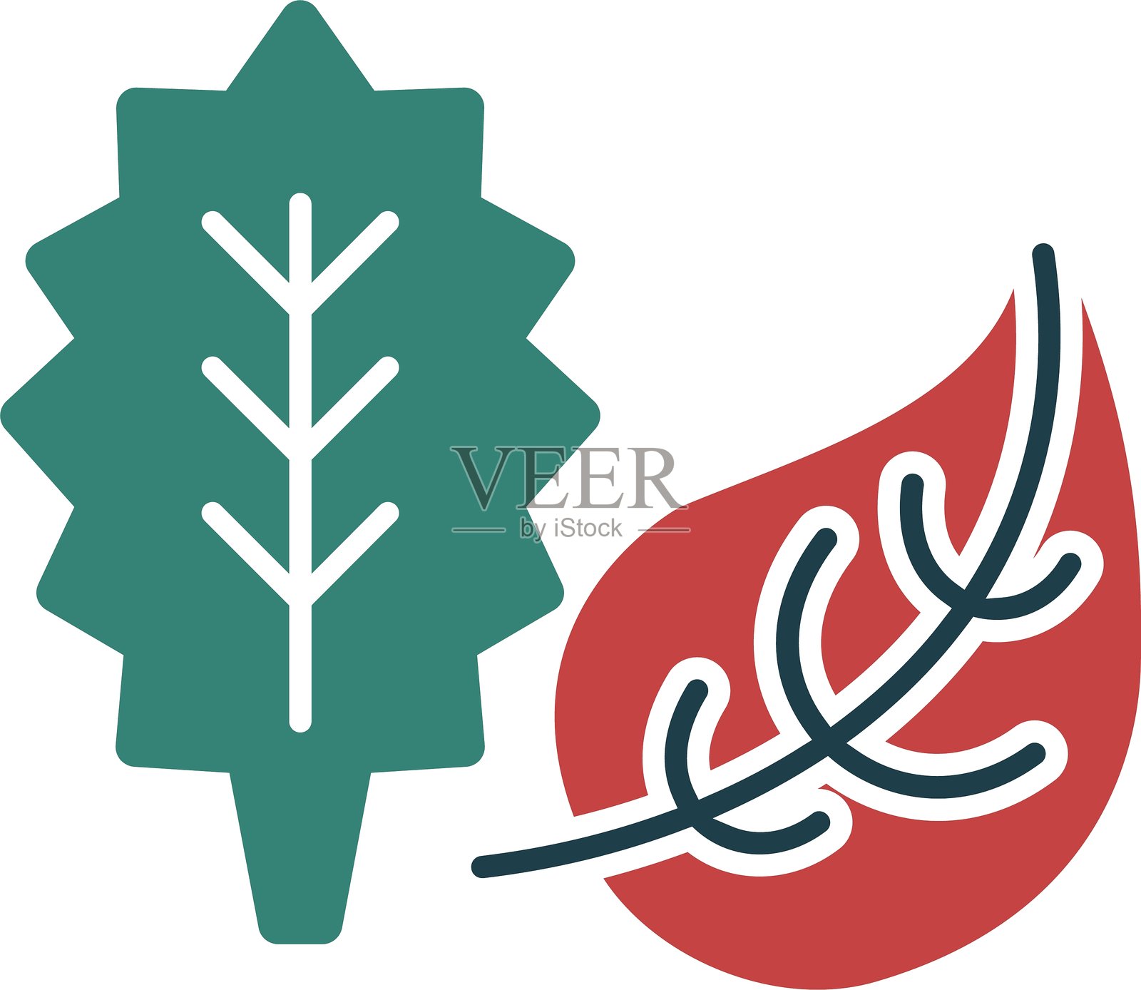 多色图标的绿叶插画图片素材