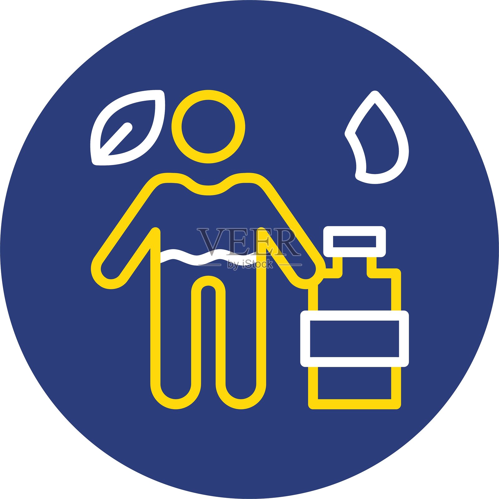 水分补充双线圆形图标插画图片素材