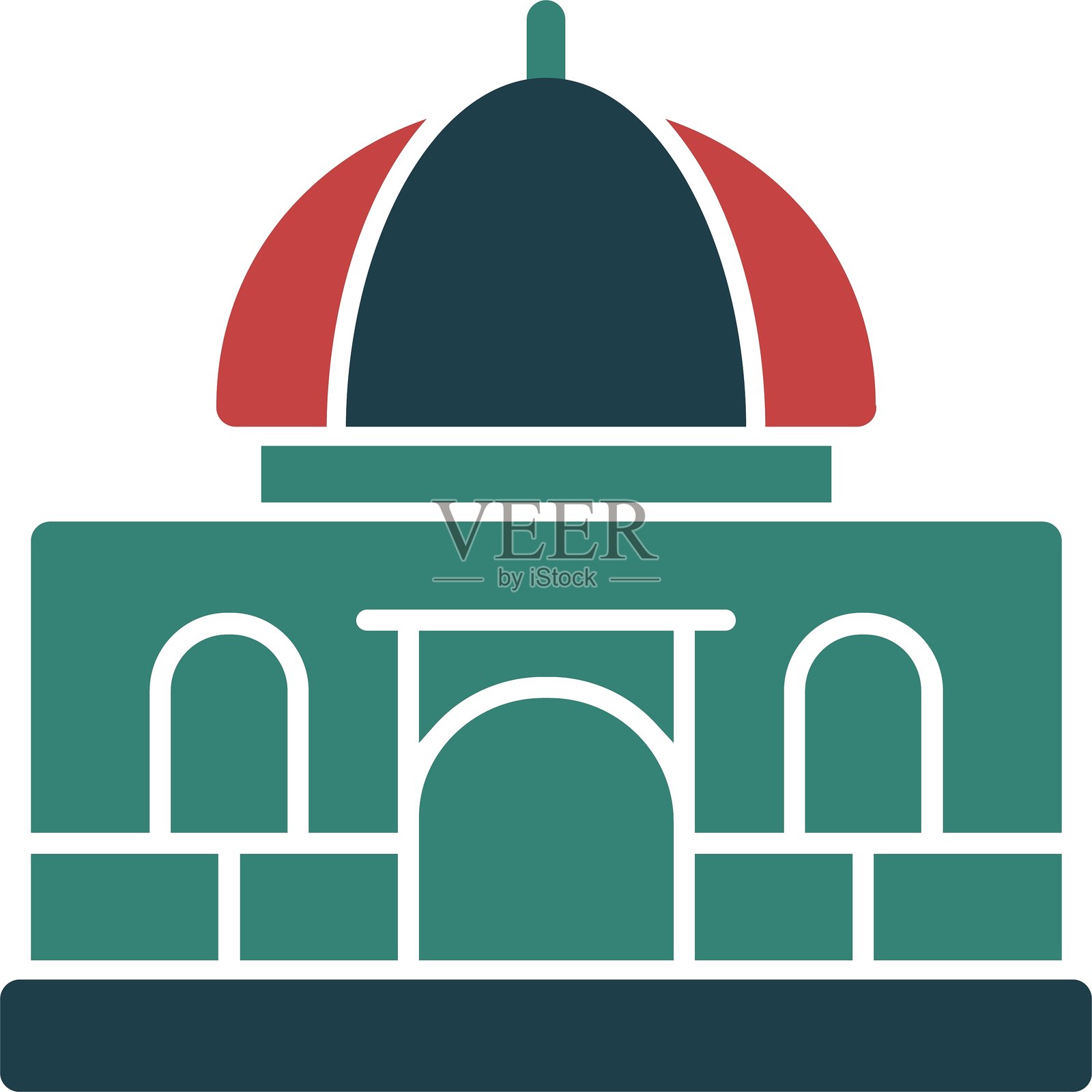 清真寺图标多色彩插画图片素材