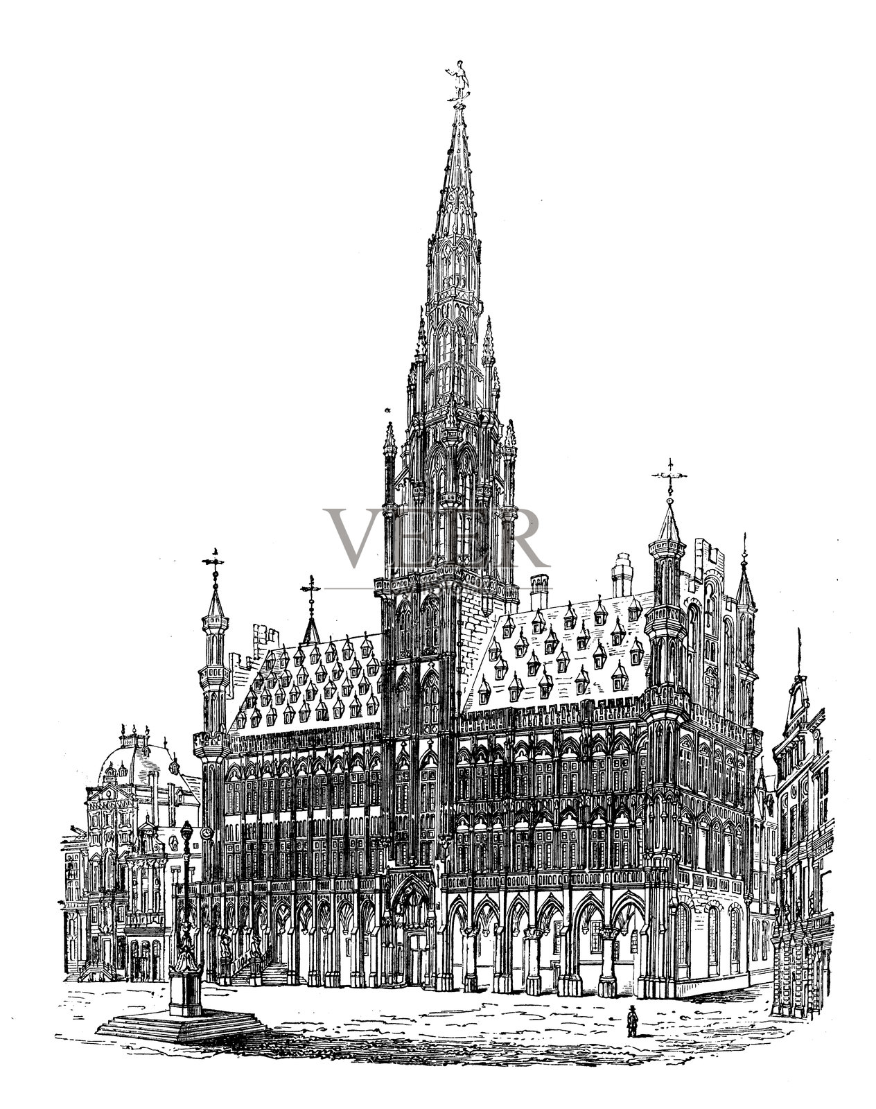 建筑理论：布鲁塞尔市政厅插画图片素材