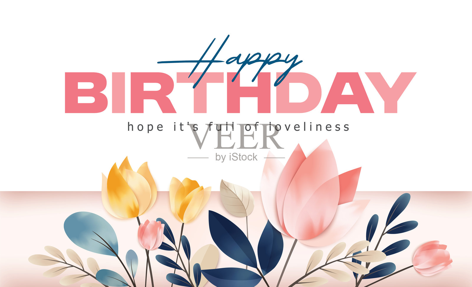 生日快乐庆祝排版设计抽象艺术背景矢量图。奢华简约风格壁纸，带有金色线条艺术花卉和植物叶子，水彩效果。插画图片素材