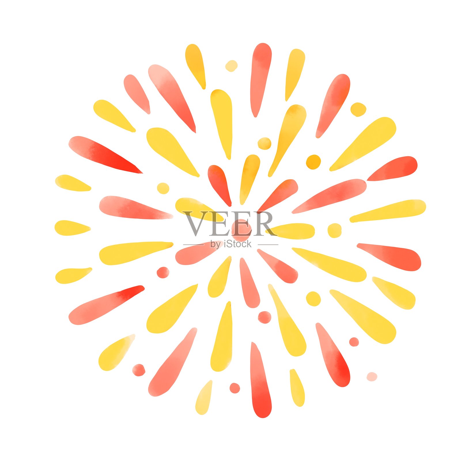 水彩风格简单烟花插图插画图片素材