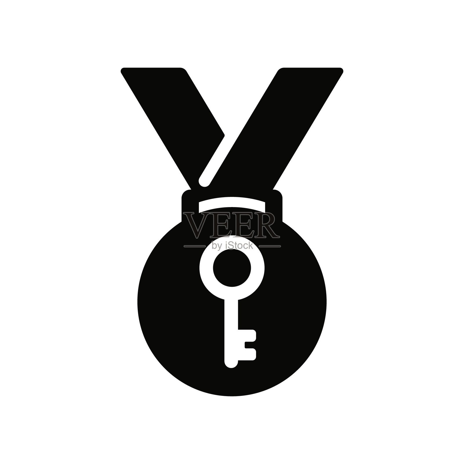 成就、通行证和职业成功的关键奖牌插画图片素材