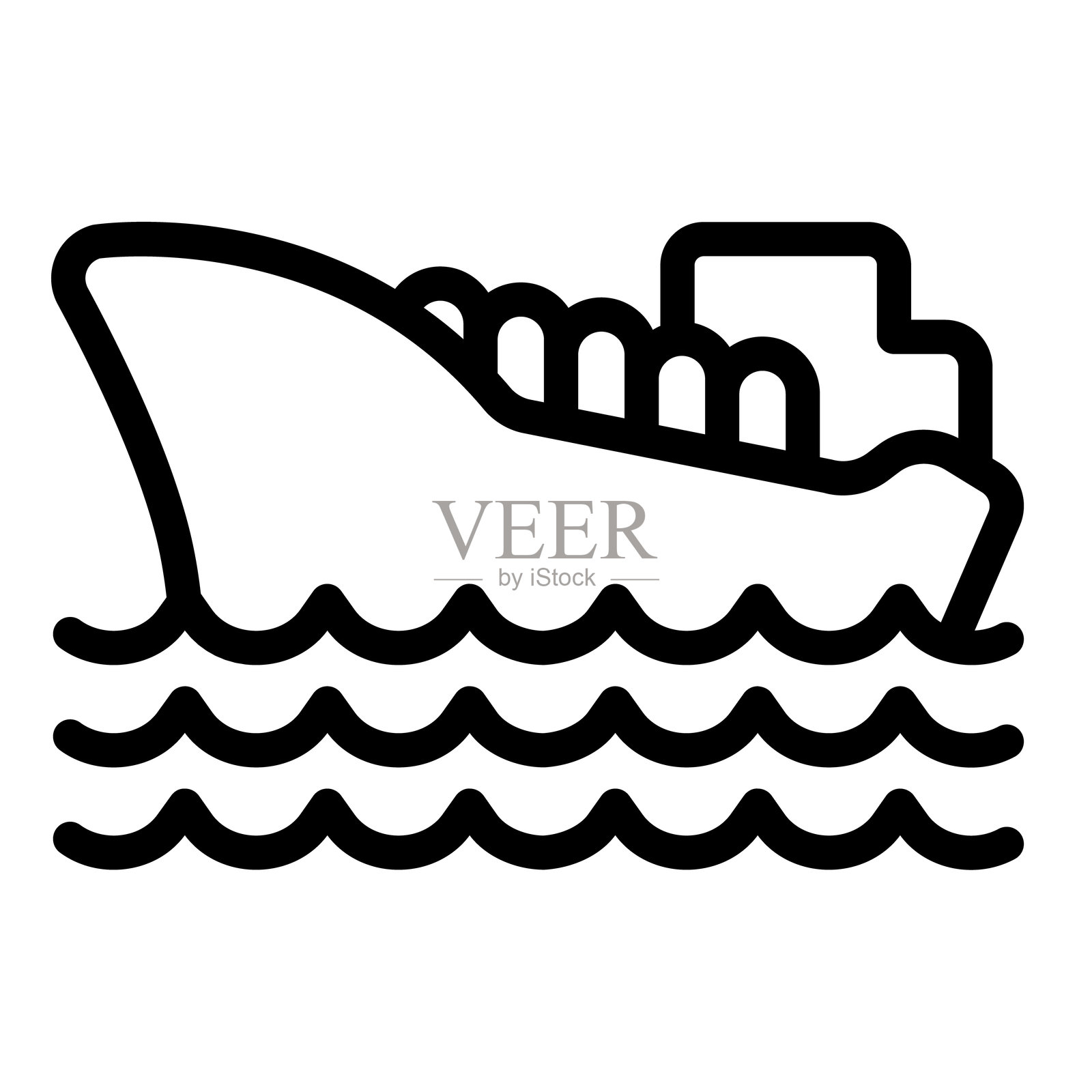 海上油运输船线条图标，海洋港口概念。矢量图形。白色背景上的大型船只，带有石油产品标志，适合移动或设计风格。插画图片素材