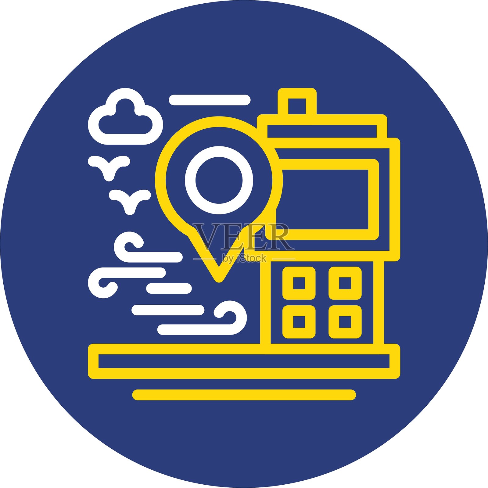 GPS设备双线圆形图标插画图片素材