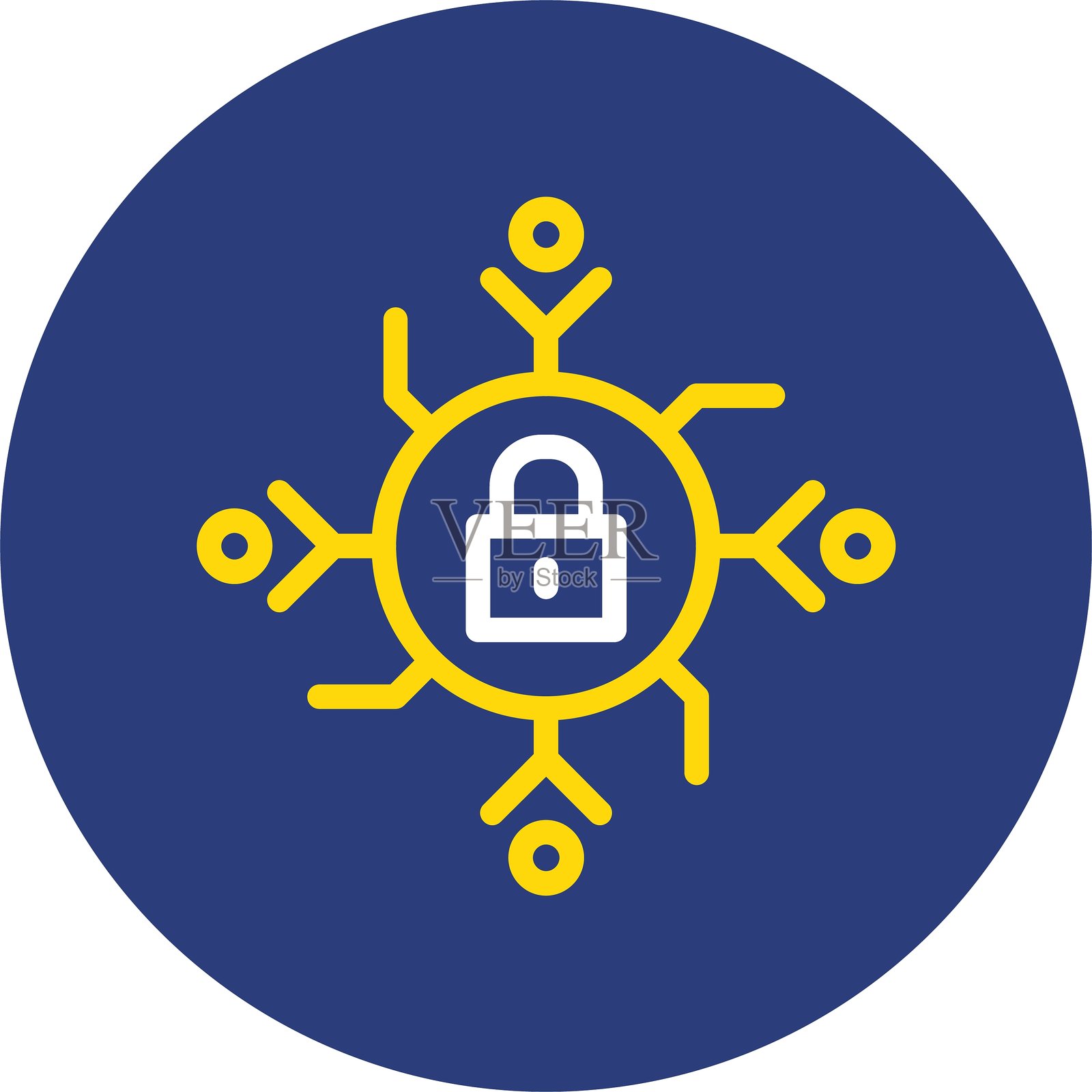 安全连接双线圆形图标插画图片素材