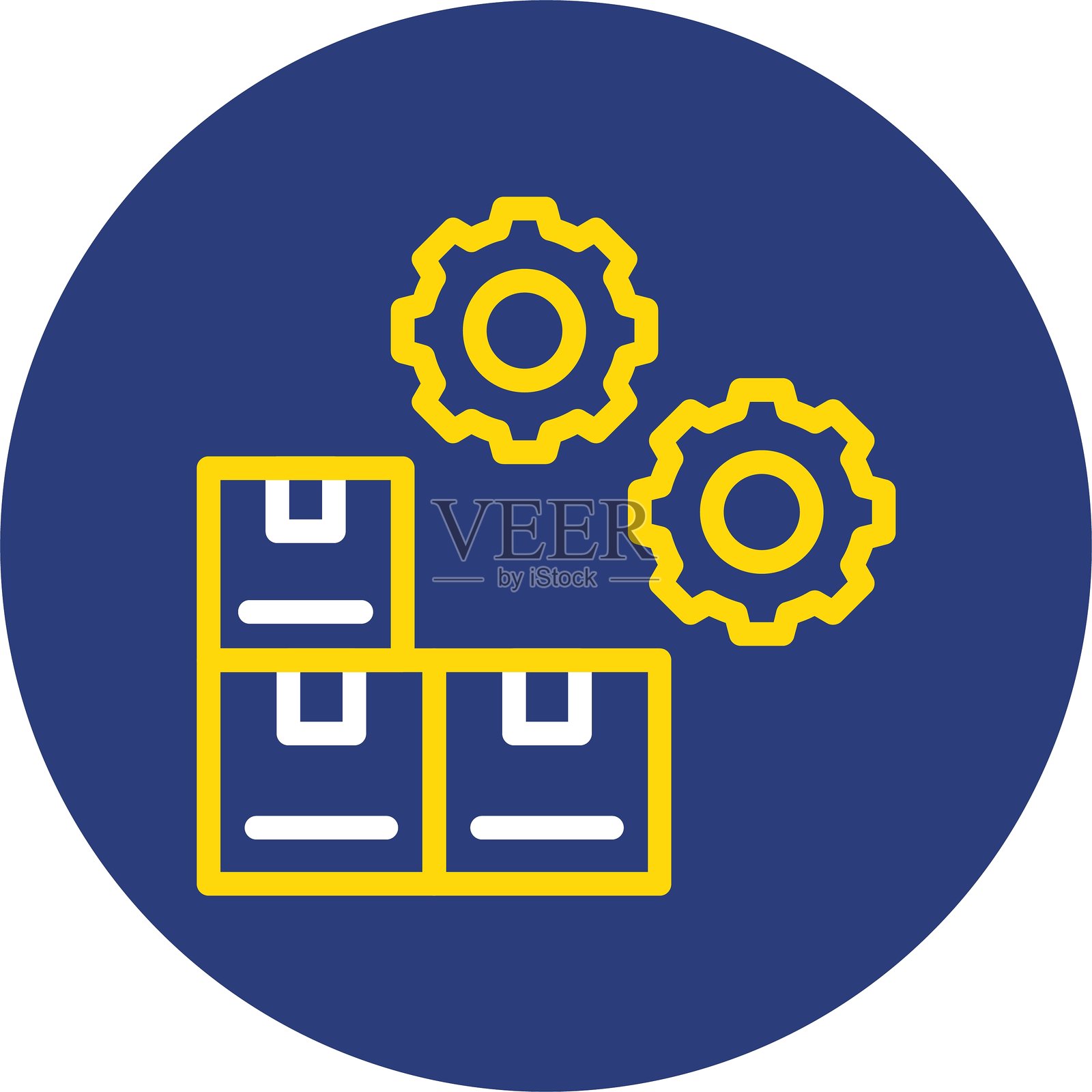 库存管理双线圆形图标插画图片素材