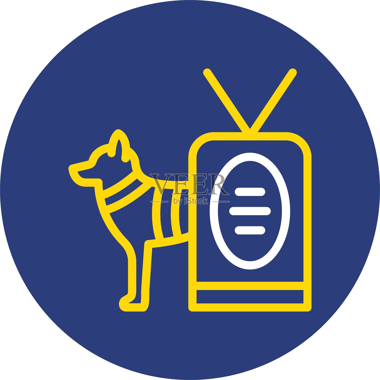 军用狗牌双线圆形图标插画图片素材