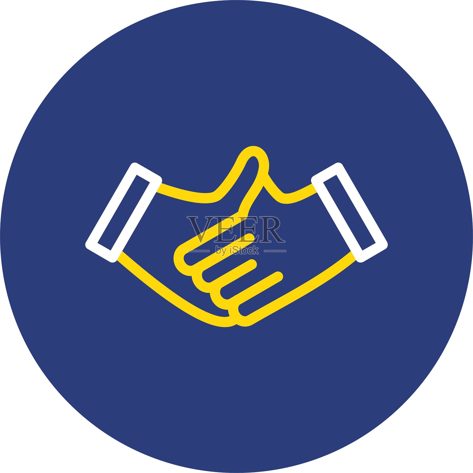 握手双线圆形图标插画图片素材