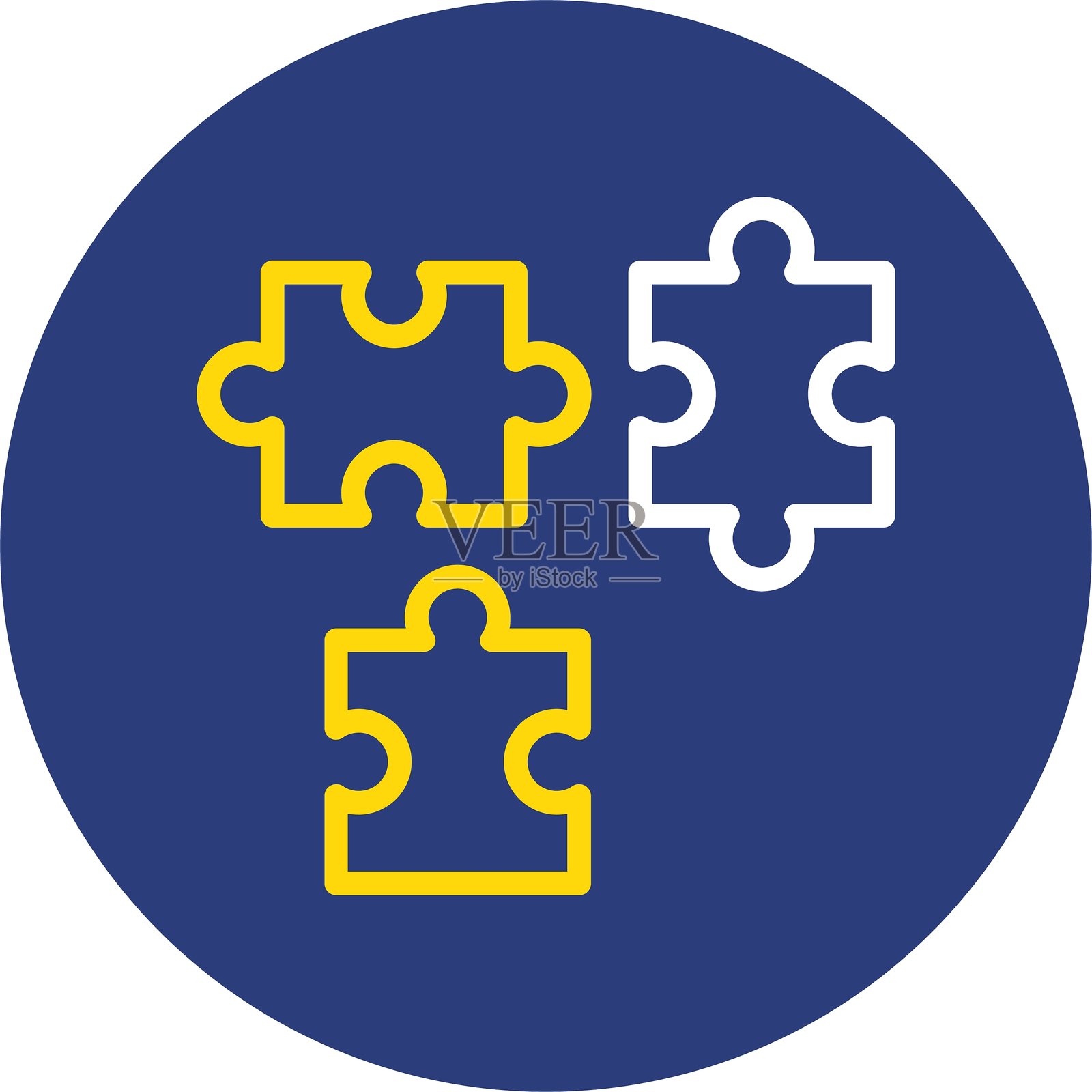 拼图双线圆形图标插画图片素材